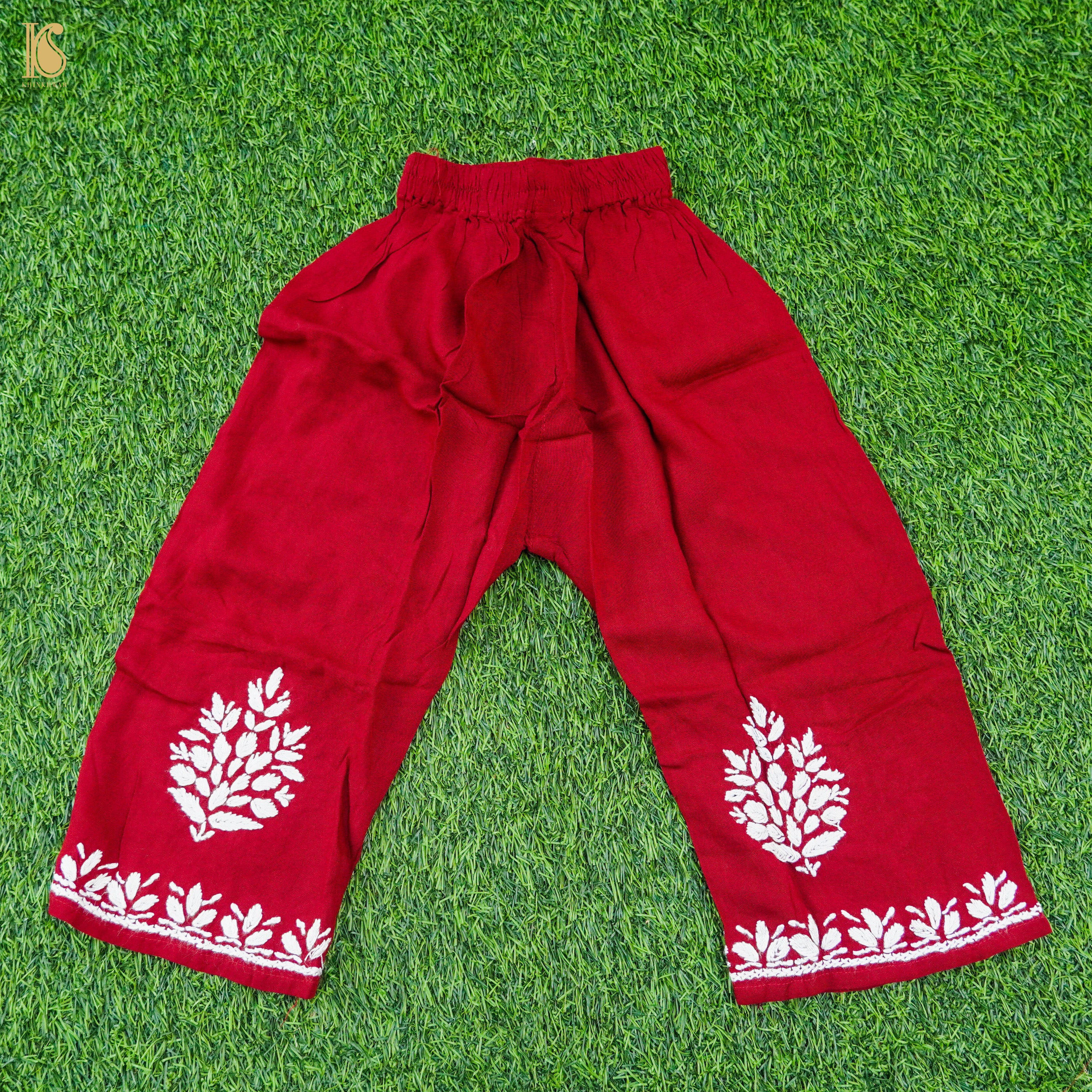 Rayon Silk Chikankari Stitched Kids Kurta Set