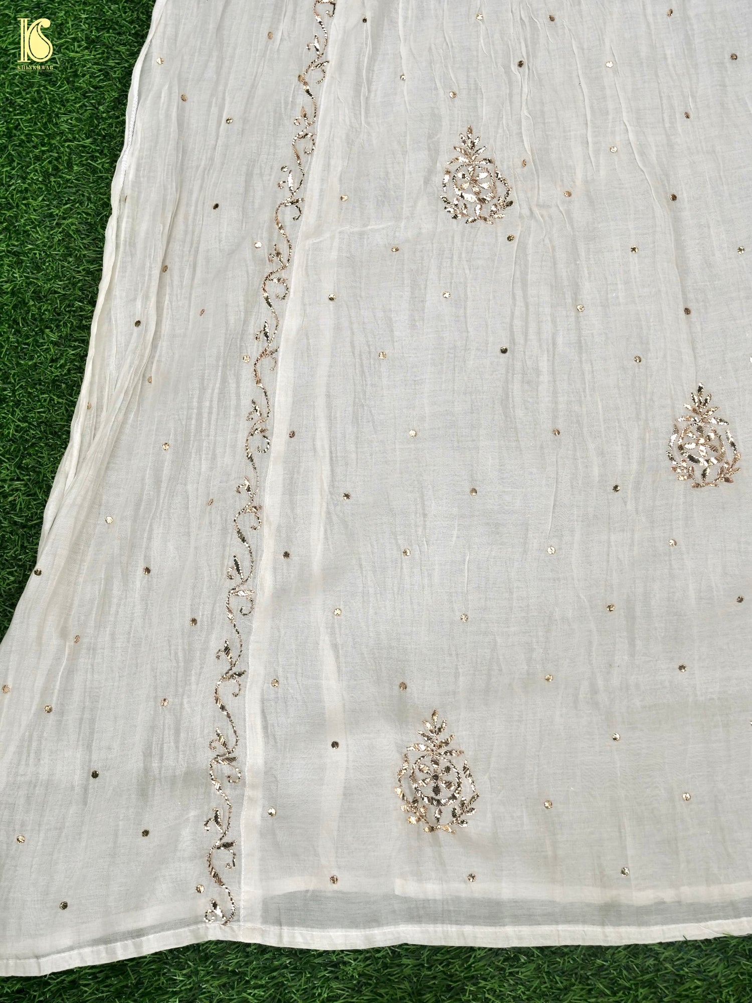 Pure Mul Chanderi Silk Suit Set with Mukaish Work