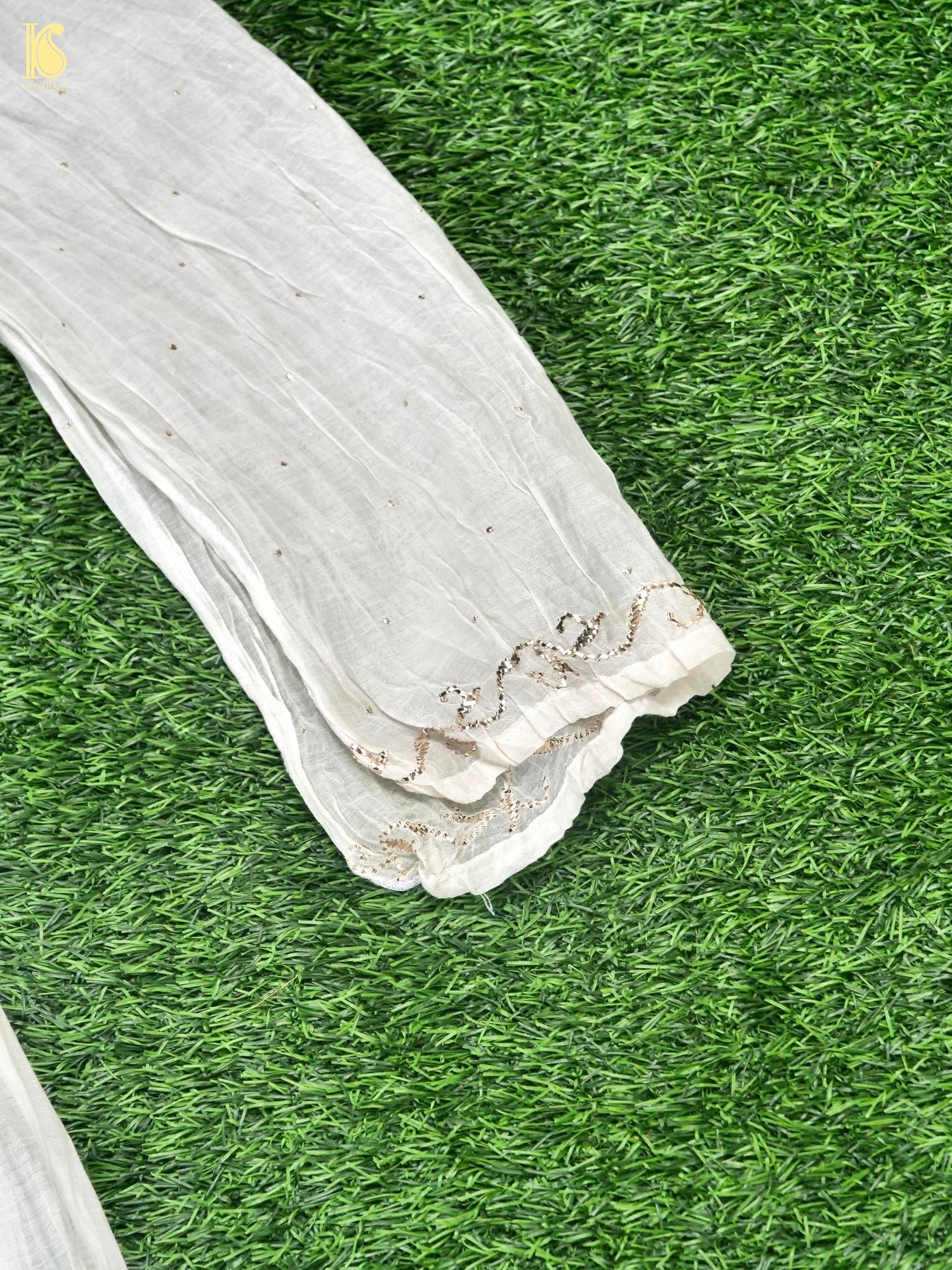 Pure Mul Chanderi Silk Suit Set with Mukaish Work