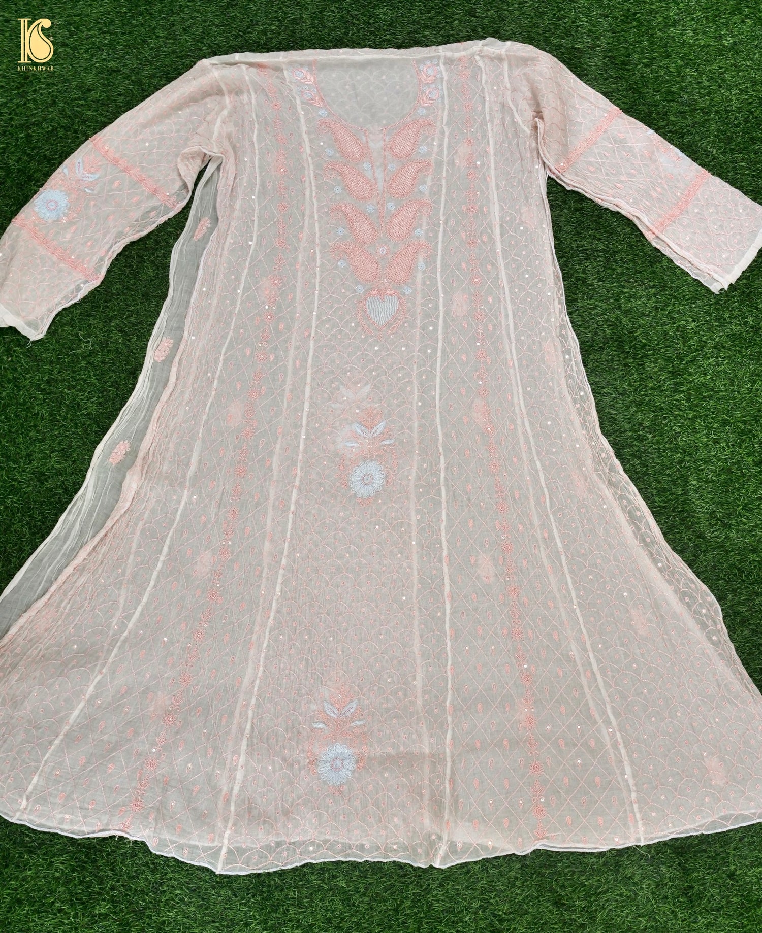 Pure Mul Cotton Silk Suit Set with Chikankari Work