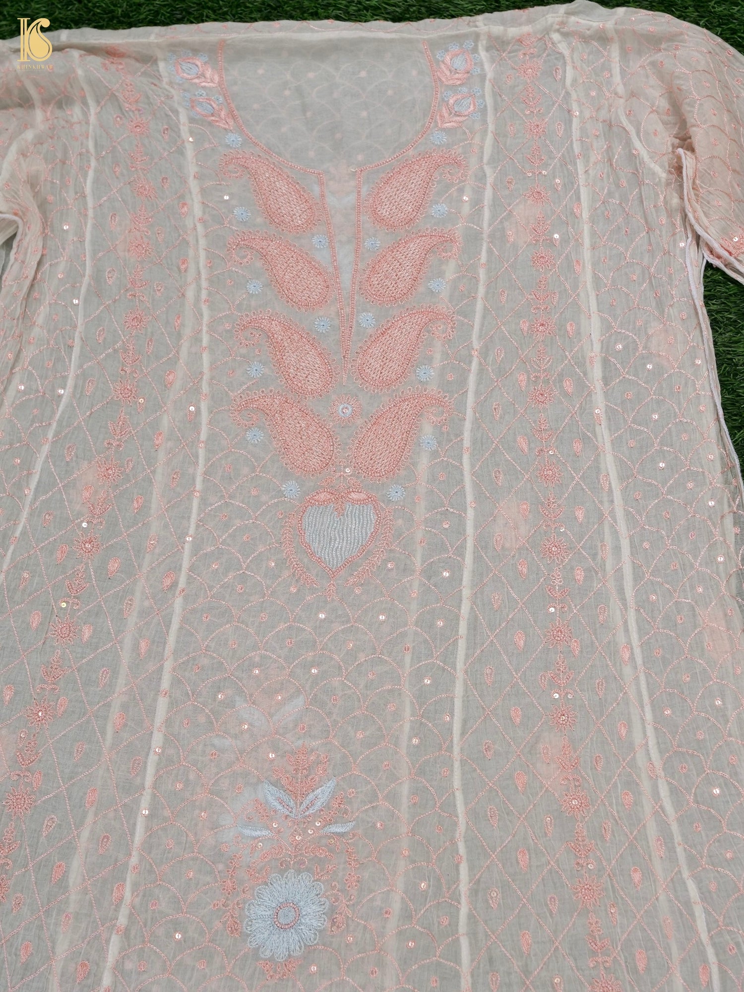 Pure Mul Cotton Silk Suit Set with Chikankari Work