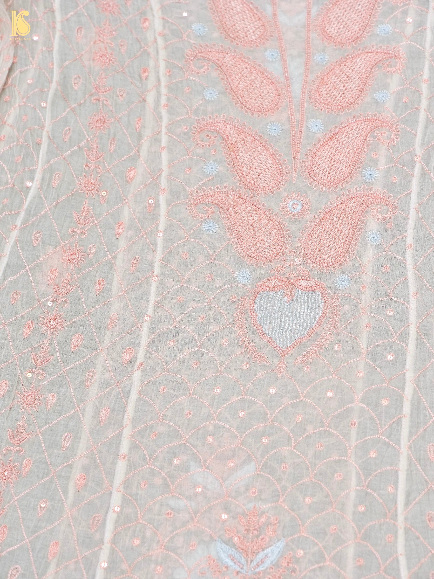 Pure Mul Cotton Silk Suit Set with Chikankari Work