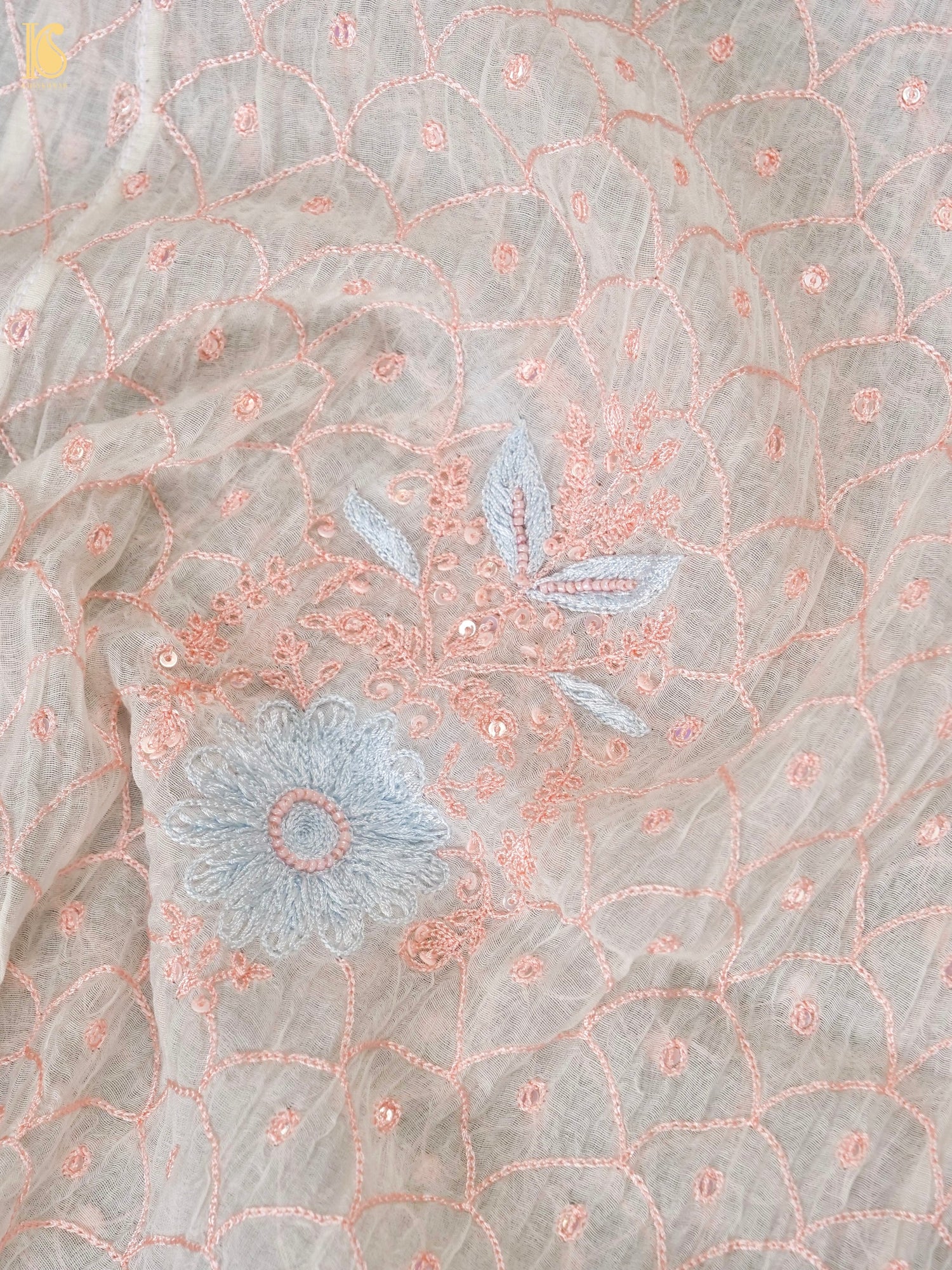 Pure Mul Cotton Silk Suit Set with Chikankari Work