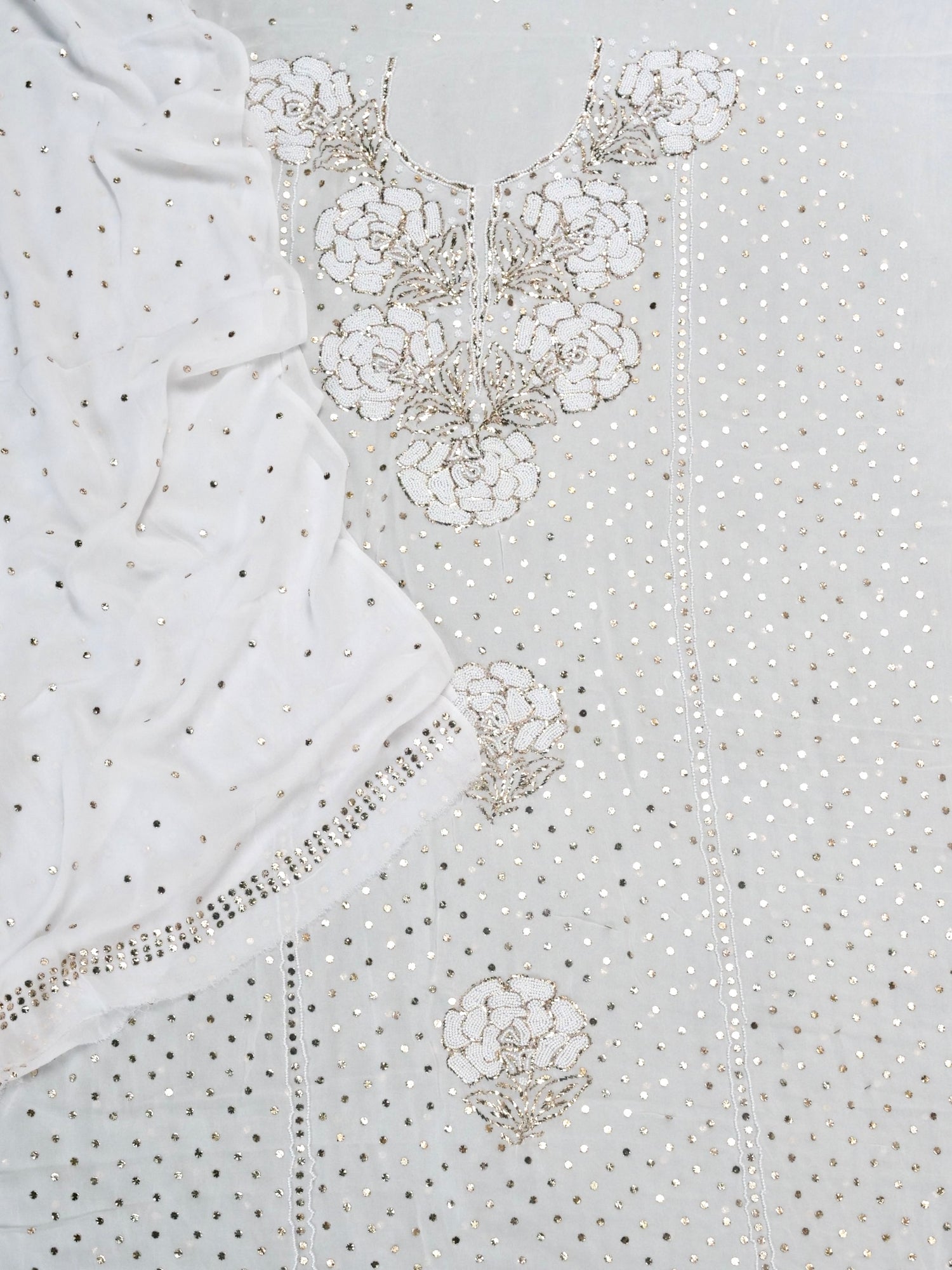 Viscose Georgette Suit Set with Mukaish & Pearl Work