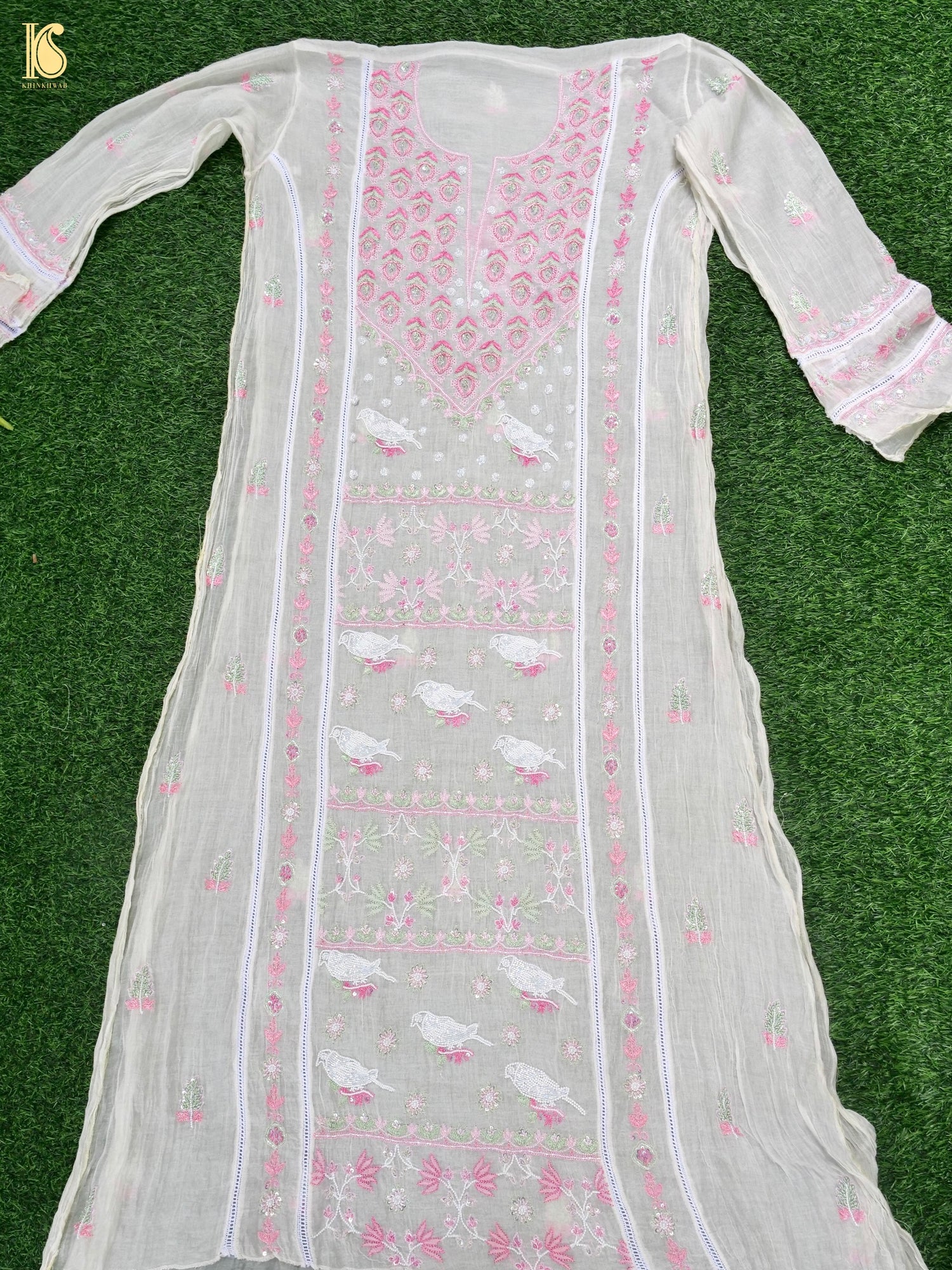 Pure Mul Cotton Silk Suit Set with Chikankari Work
