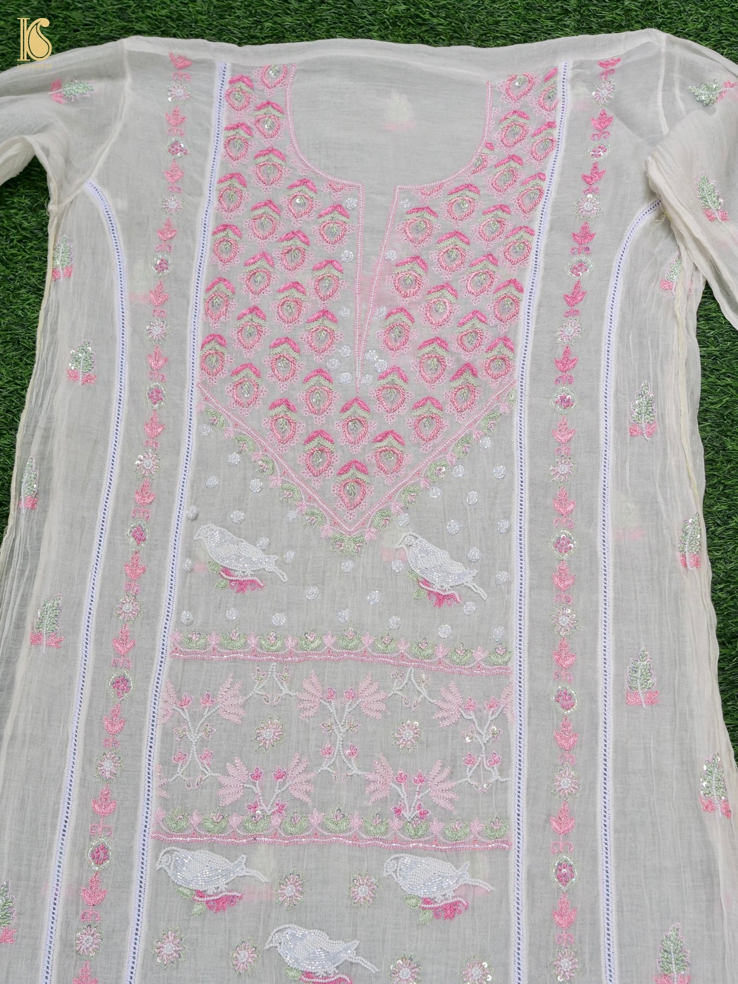 Pure Mul Cotton Silk Suit Set with Chikankari Work