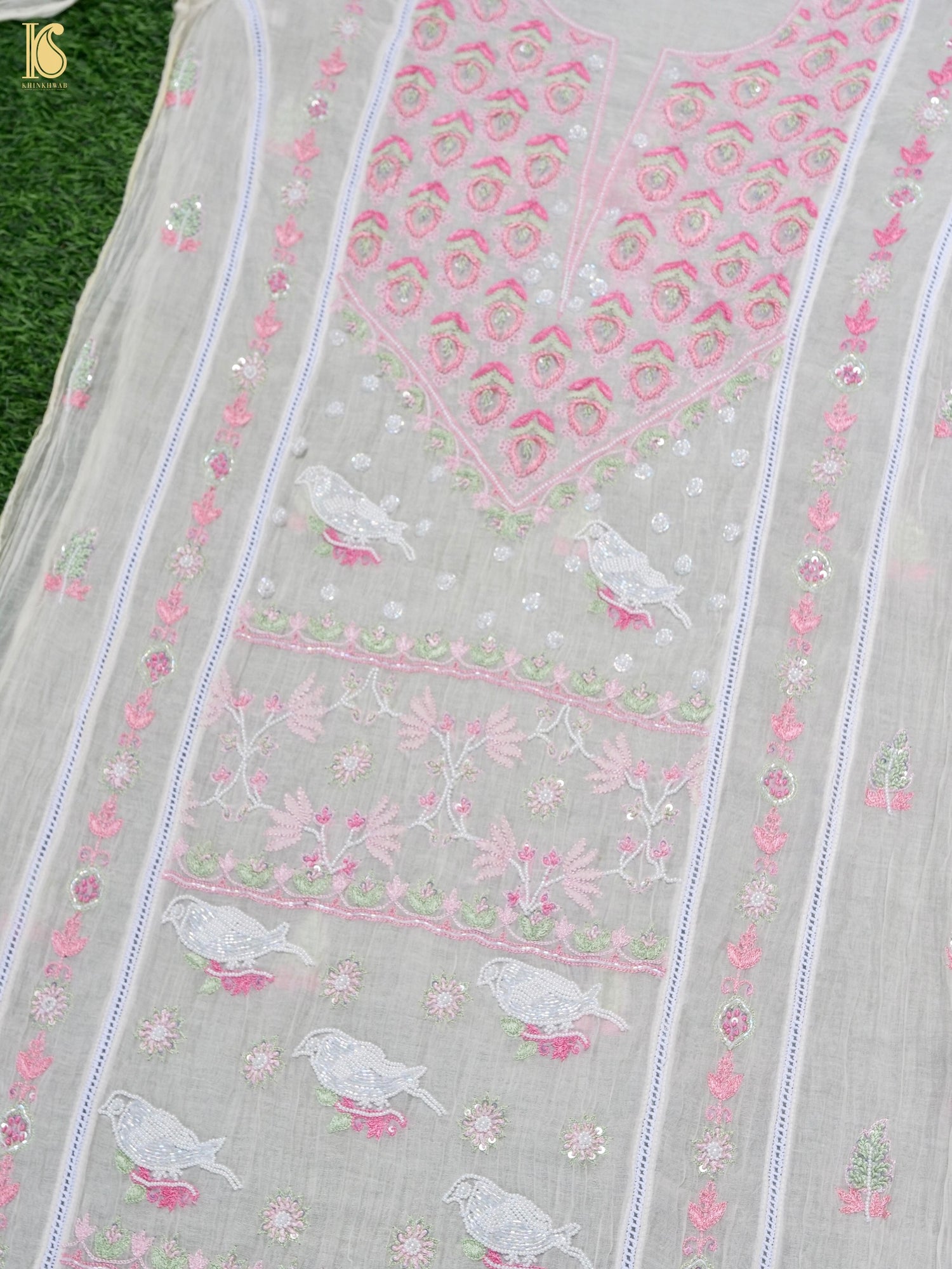 Pure Mul Cotton Silk Suit Set with Chikankari Work