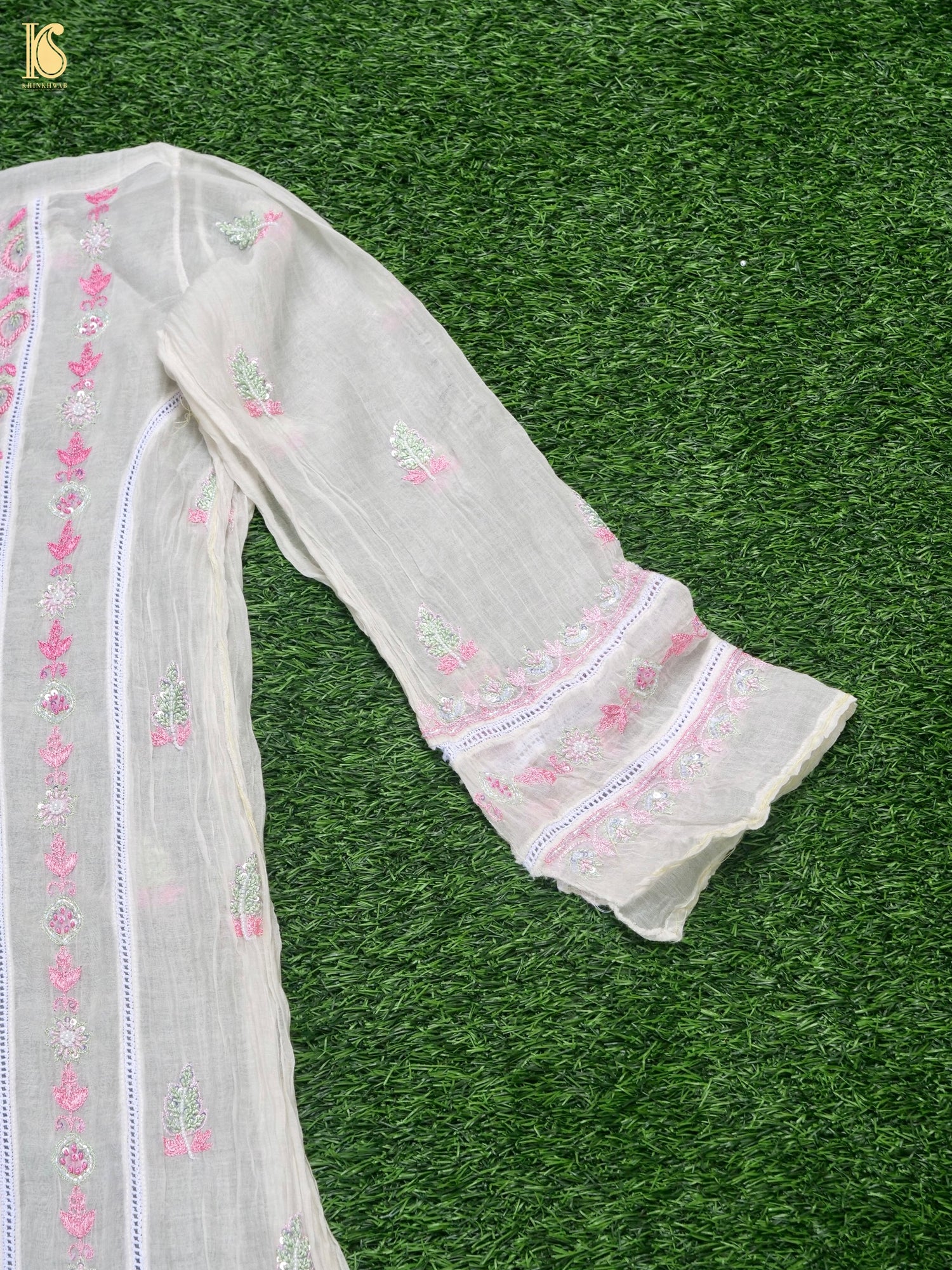 Pure Mul Cotton Silk Suit Set with Chikankari Work