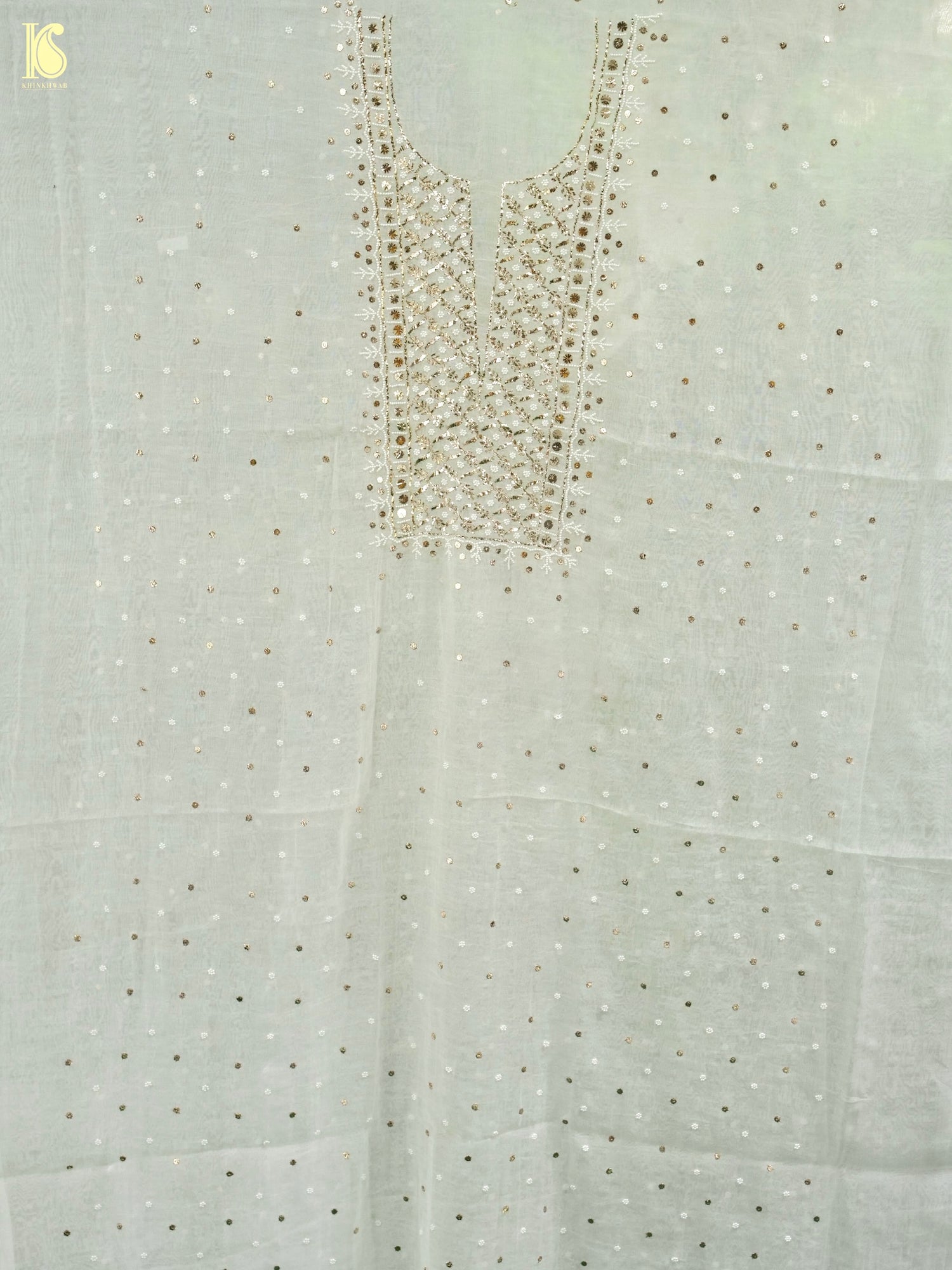 Pure Mul Chanderi Silk Suit Set with Mukaish & Pearl Work