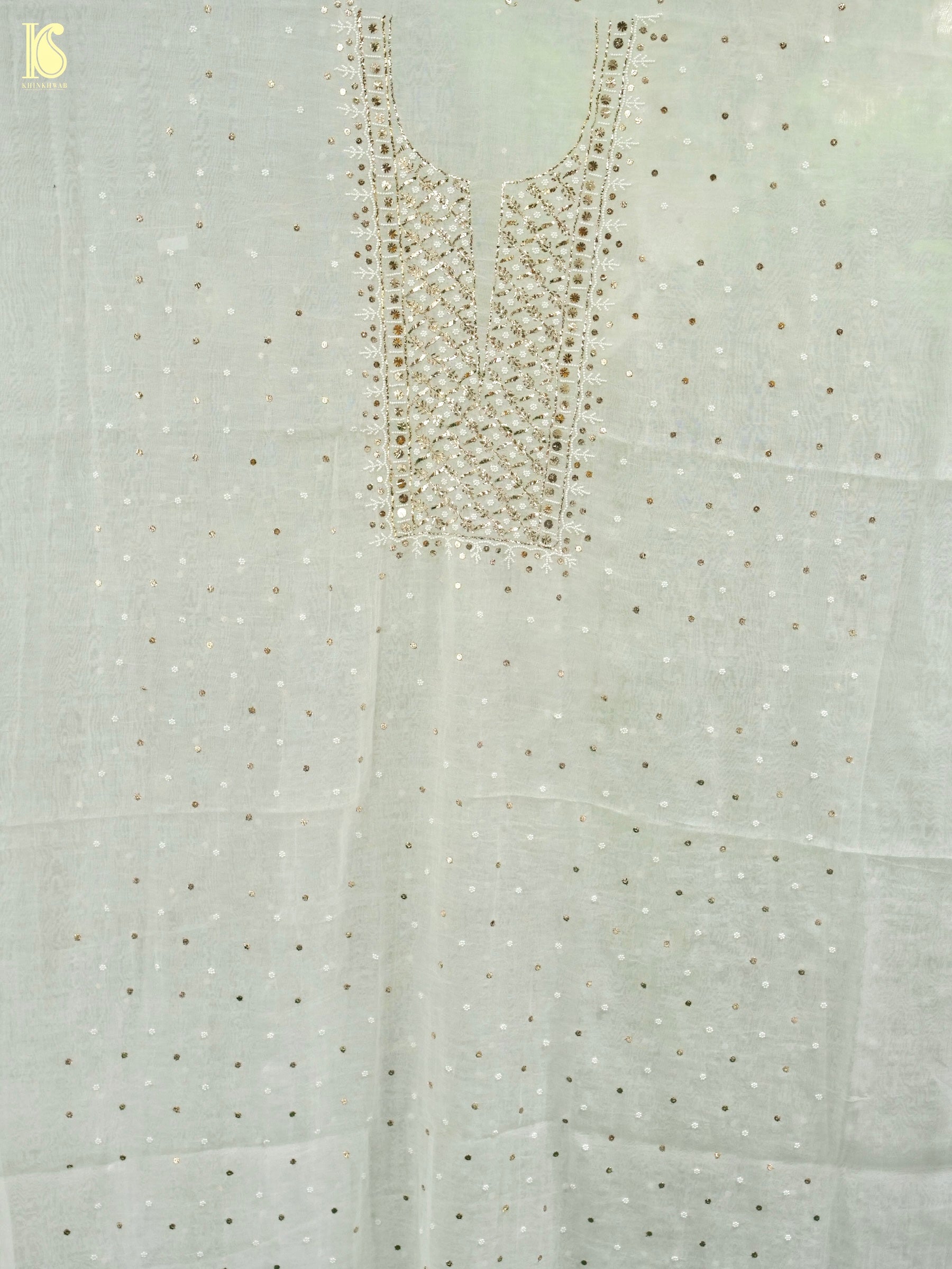 Pure Mul Chanderi Silk Suit Set with Mukaish & Pearl Work