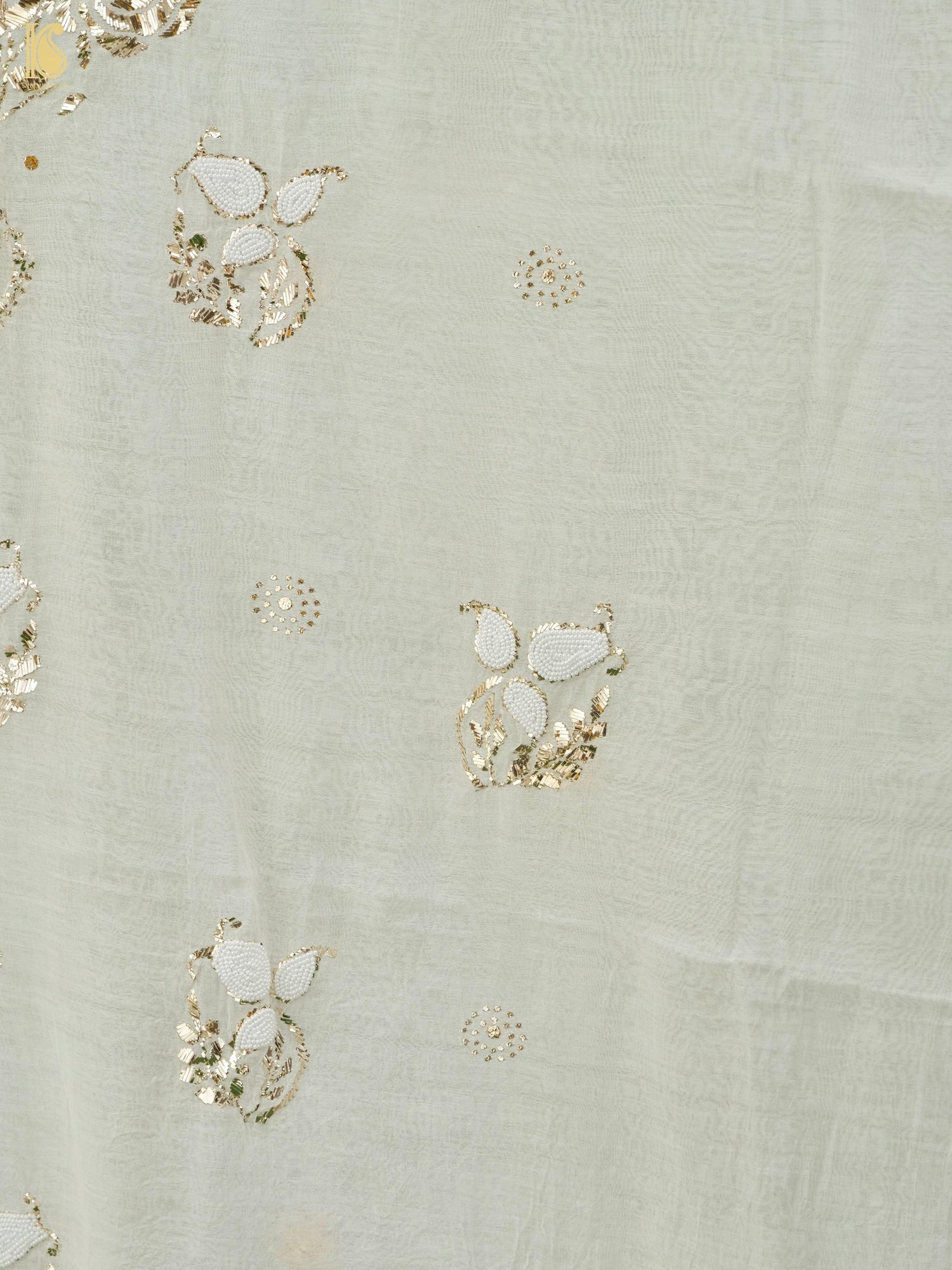 Pure Mul Chanderi Silk Suit Set with Mukaish & Pearl Work