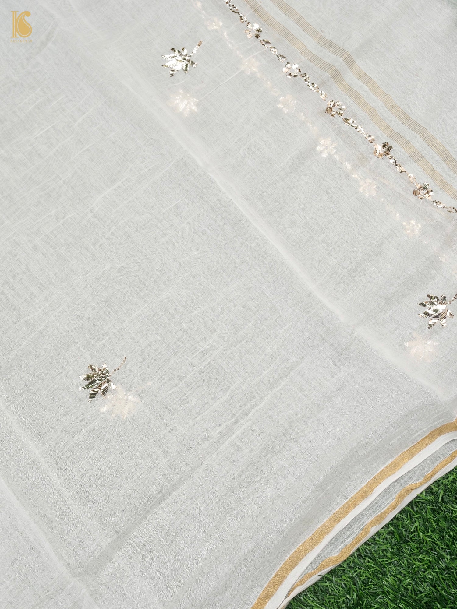 Pure Mul Chanderi Silk Suit Set with Mukaish & Pearl Work