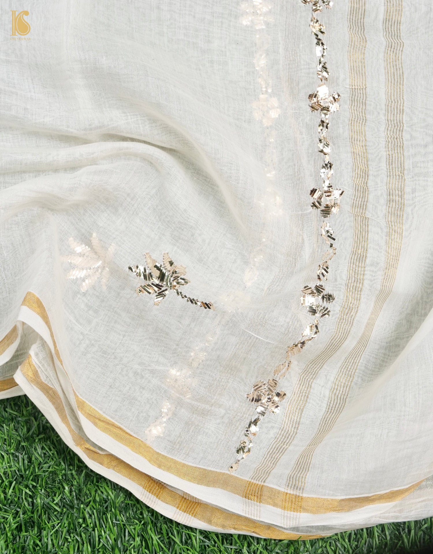 Pure Mul Chanderi Silk Suit Set with Mukaish & Pearl Work