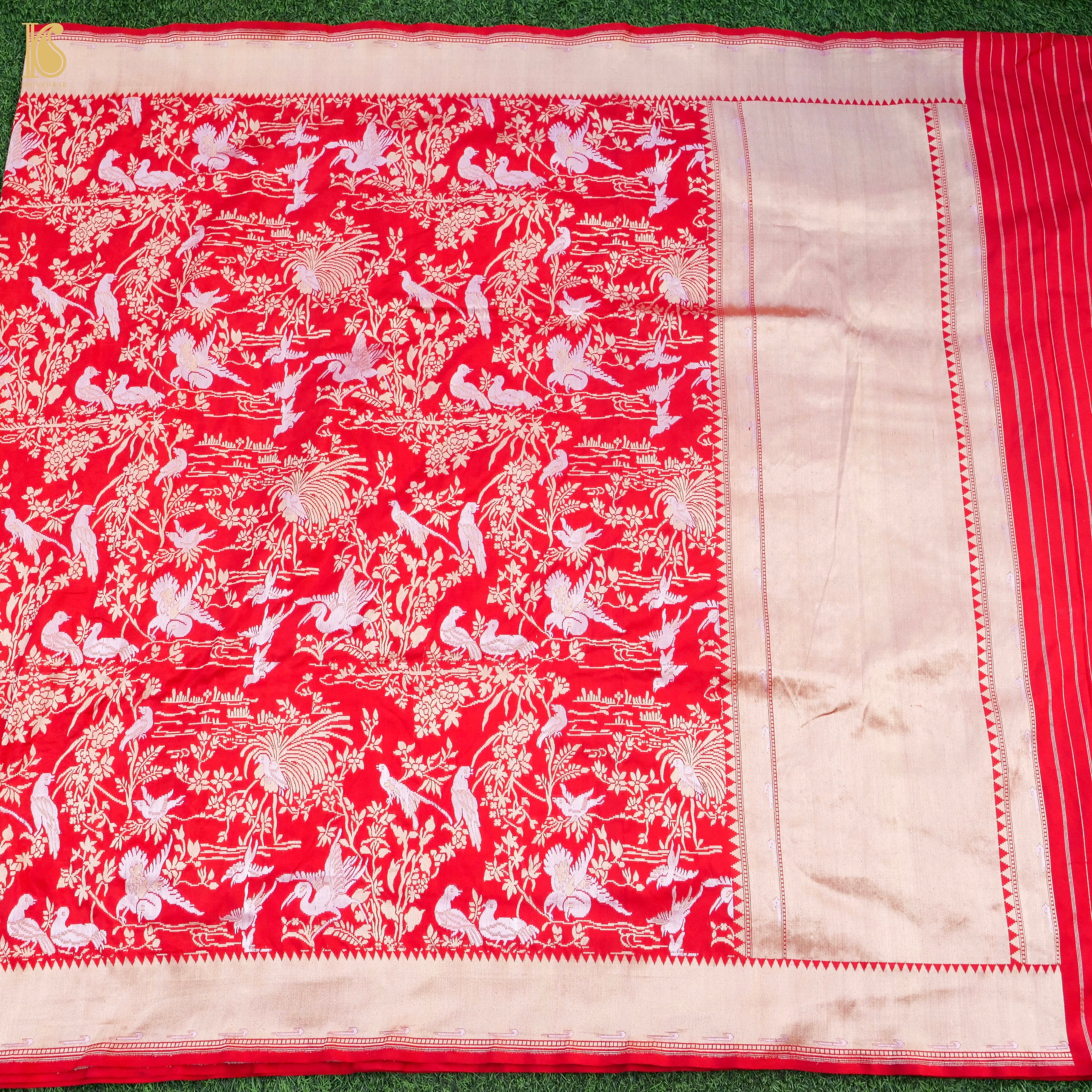 Katan Silk Shikargah Banarasi Saree | Bulbul - Khinkhwab