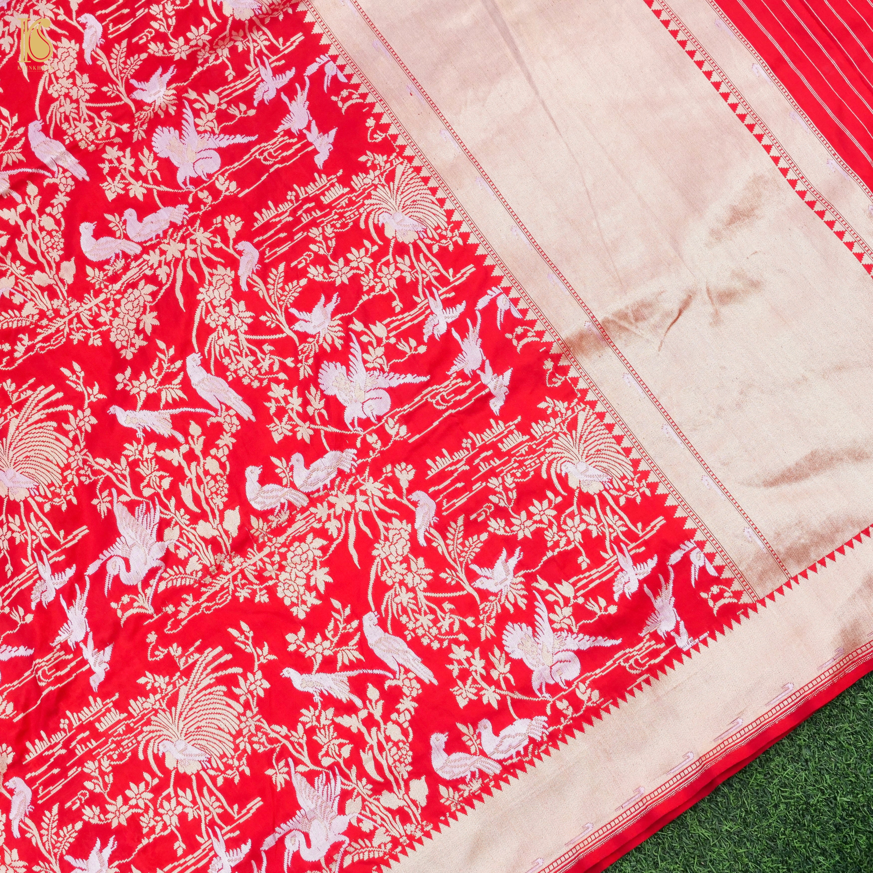 Katan Silk Shikargah Banarasi Saree | Bulbul - Khinkhwab