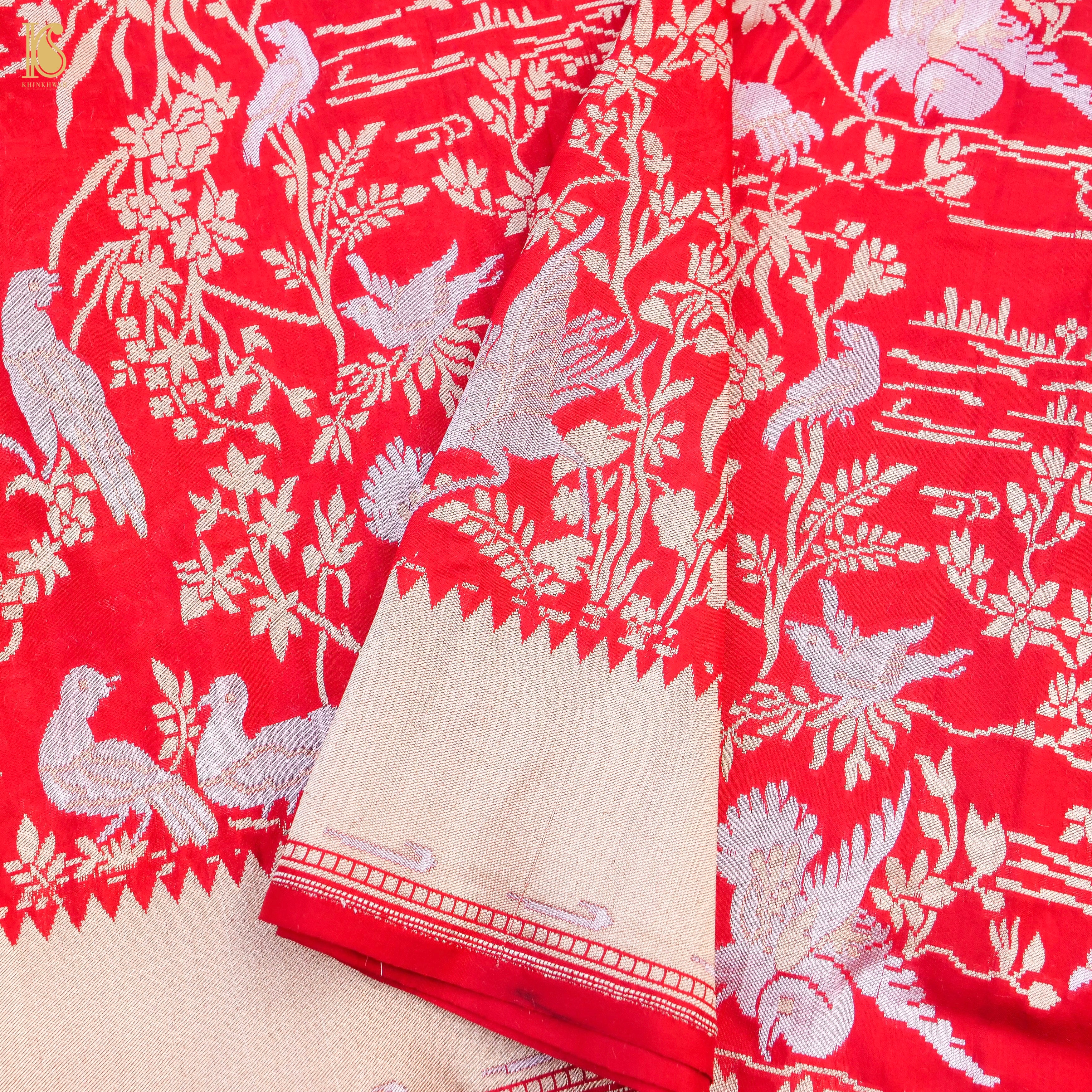 Katan Silk Shikargah Banarasi Saree | Bulbul - Khinkhwab