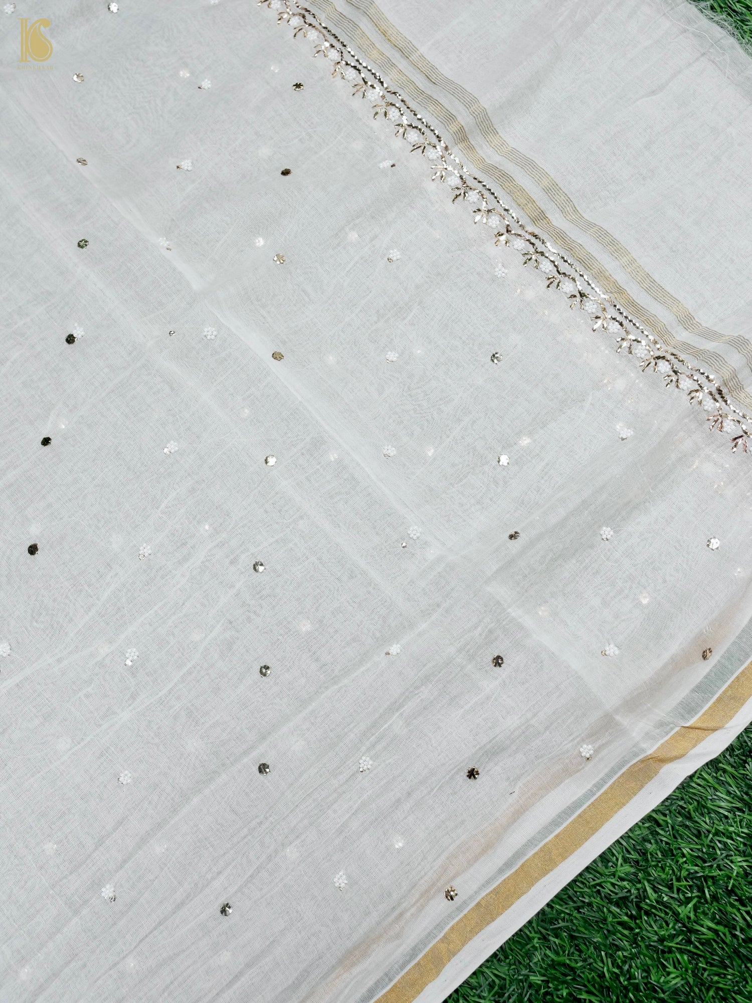 Pure Mul Chanderi Silk Suit Set with Mukaish & Pearl Work