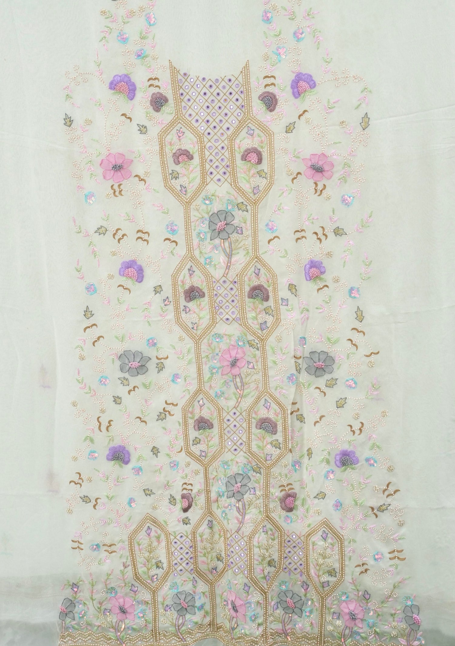 Pure Georgette Suit Set with Chikankari & Parsi Work