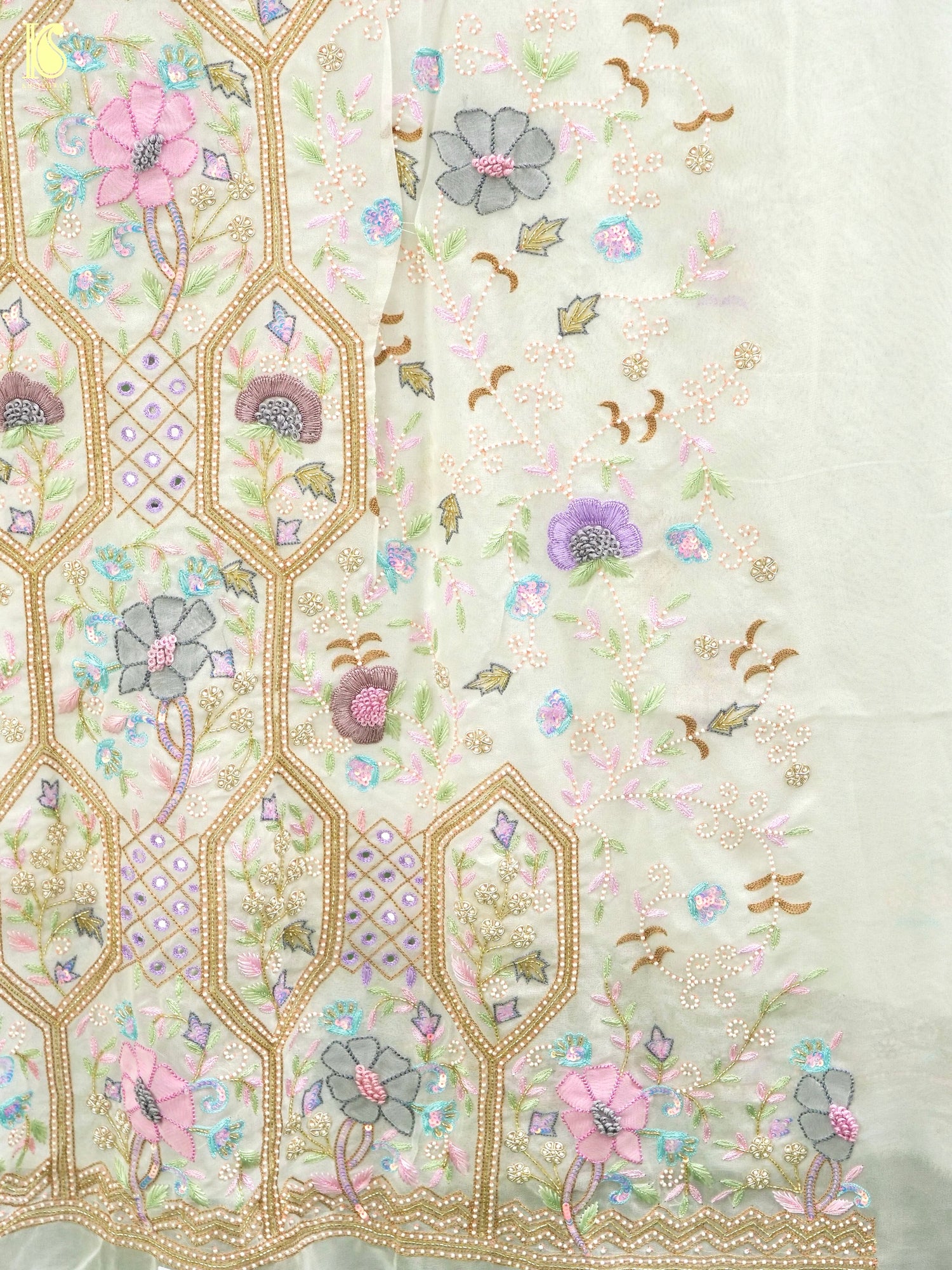 Pure Georgette Suit Set with Chikankari & Parsi Work