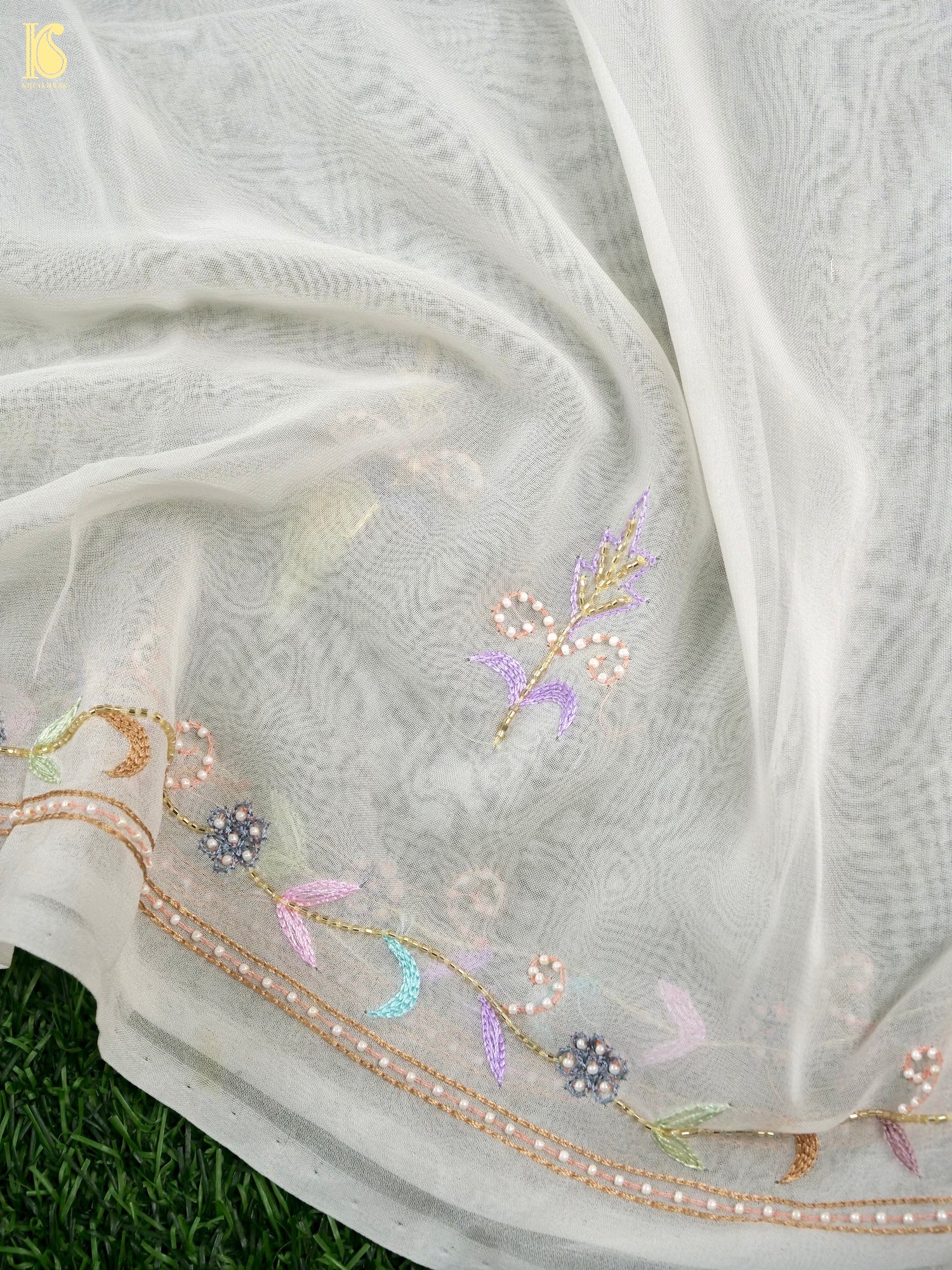 Pure Georgette Suit Set with Chikankari & Parsi Work