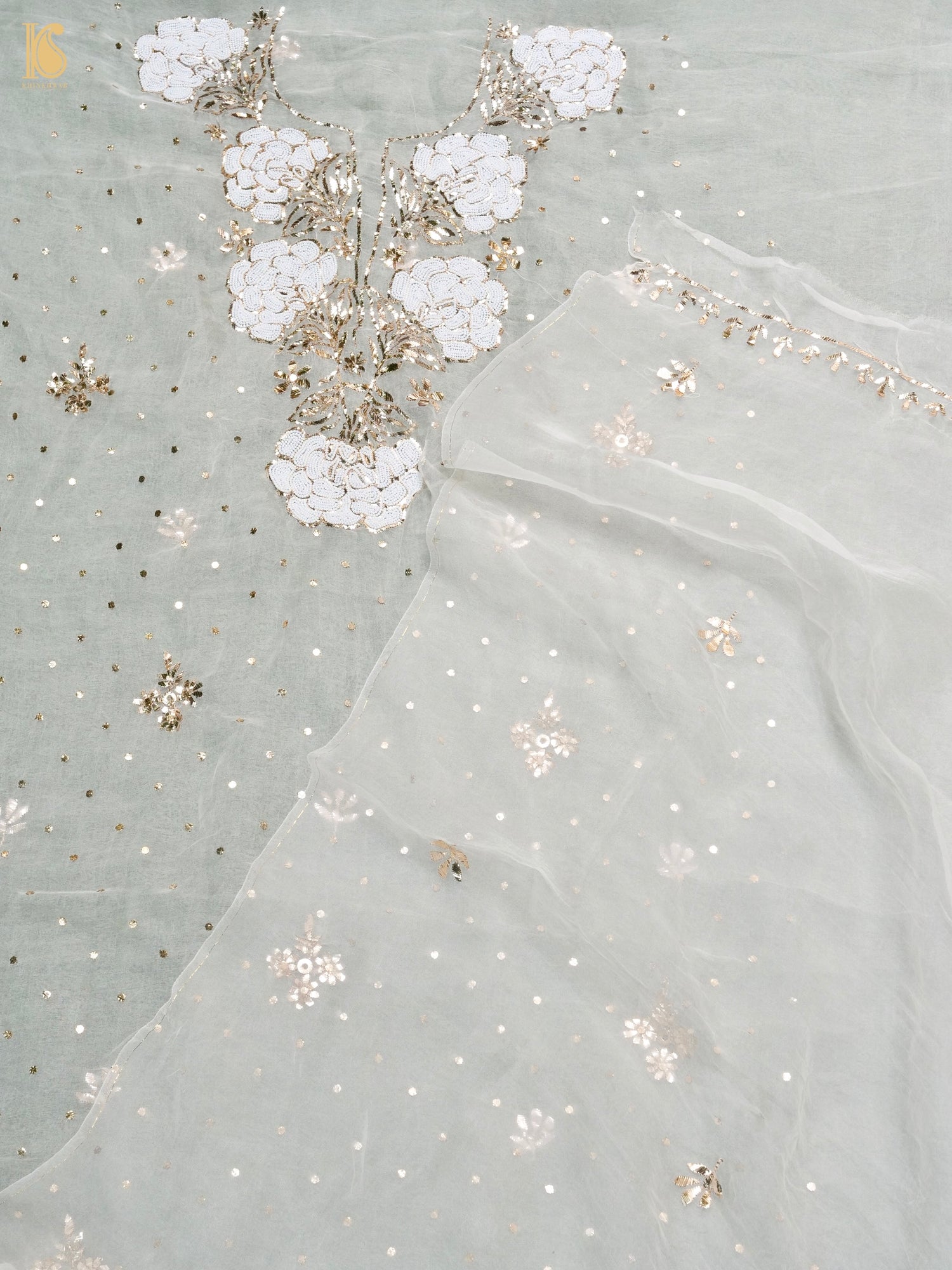 Mukaish & Pearl Pure Organza Suit Set