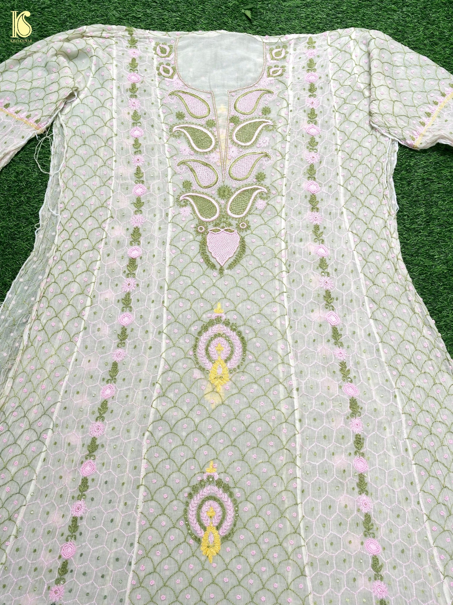 Pure Mul Cotton Silk Suit Set with Chikankari Work