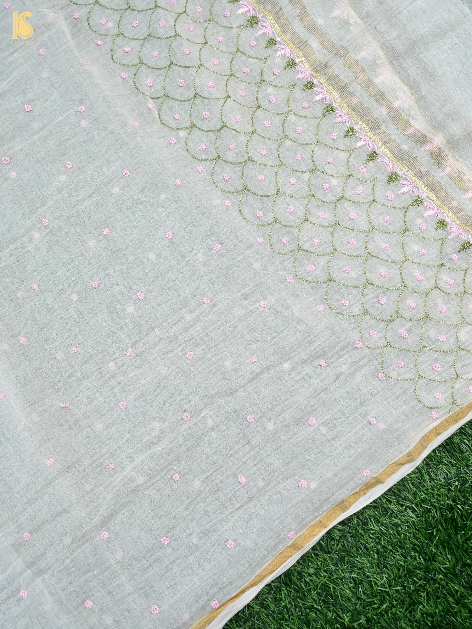 Pure Mul Cotton Silk Suit Set with Chikankari Work