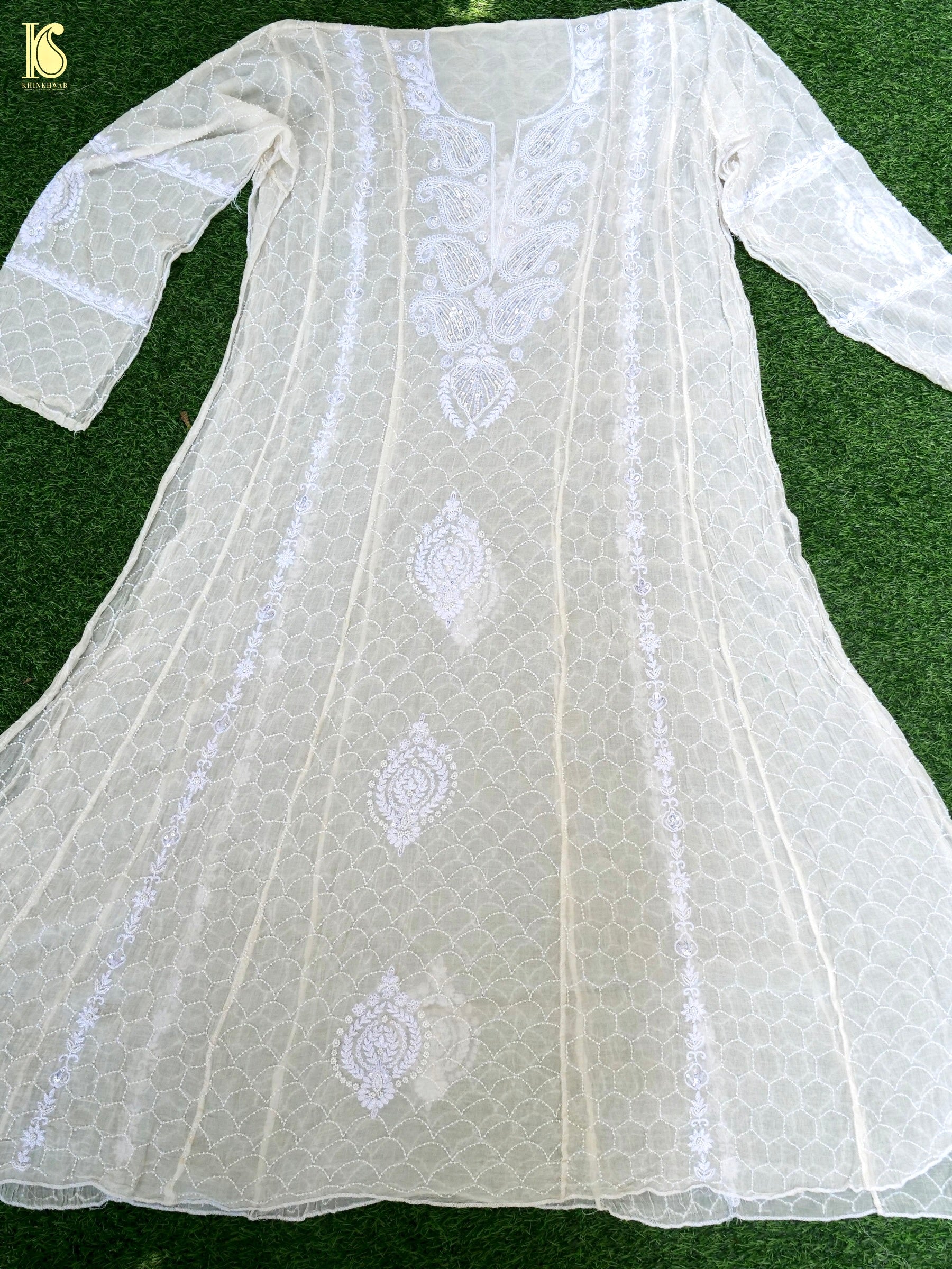 Chikankari Pure Chanderi Silk Suit Set