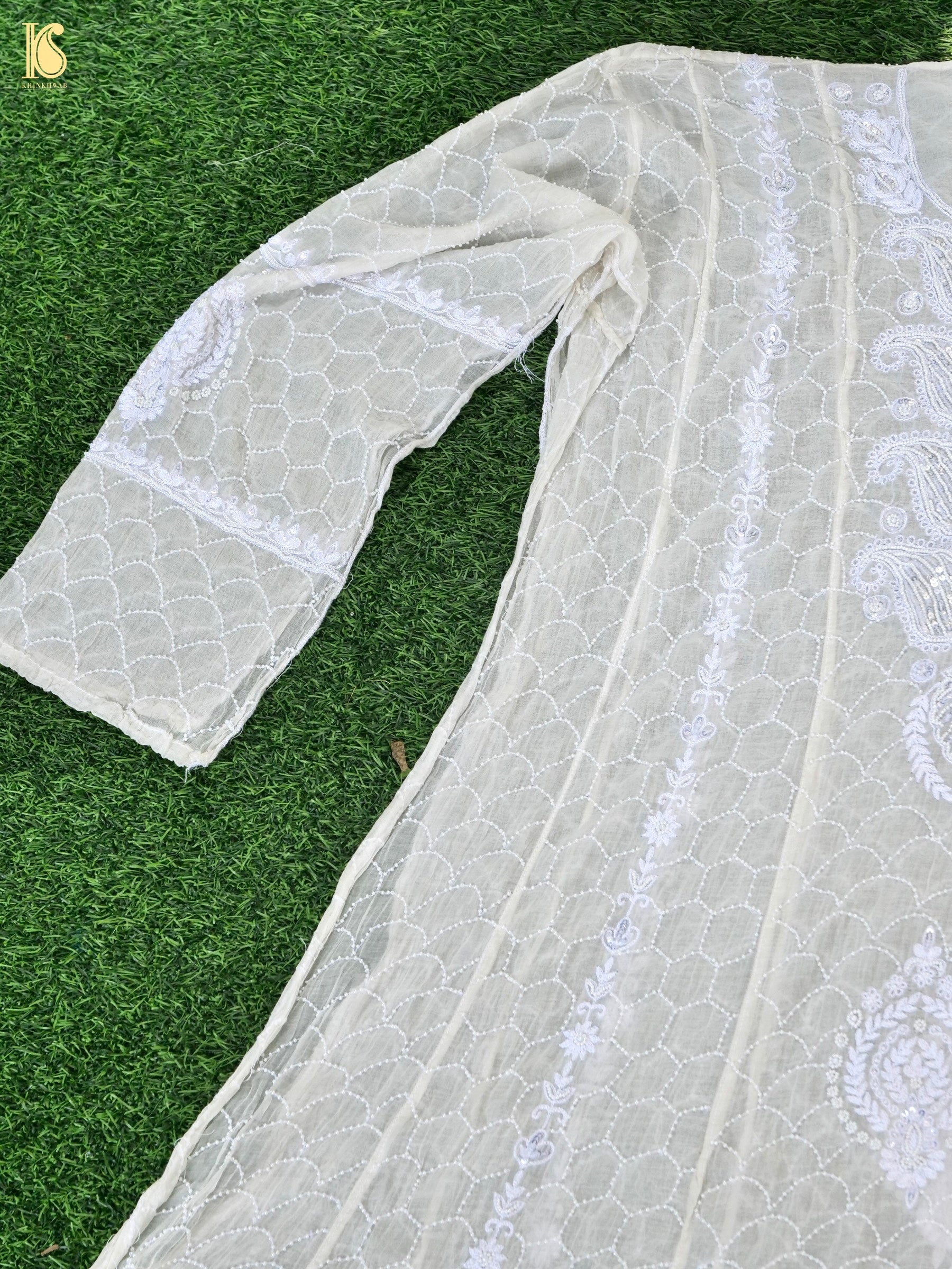 Chikankari Pure Chanderi Silk Suit Set