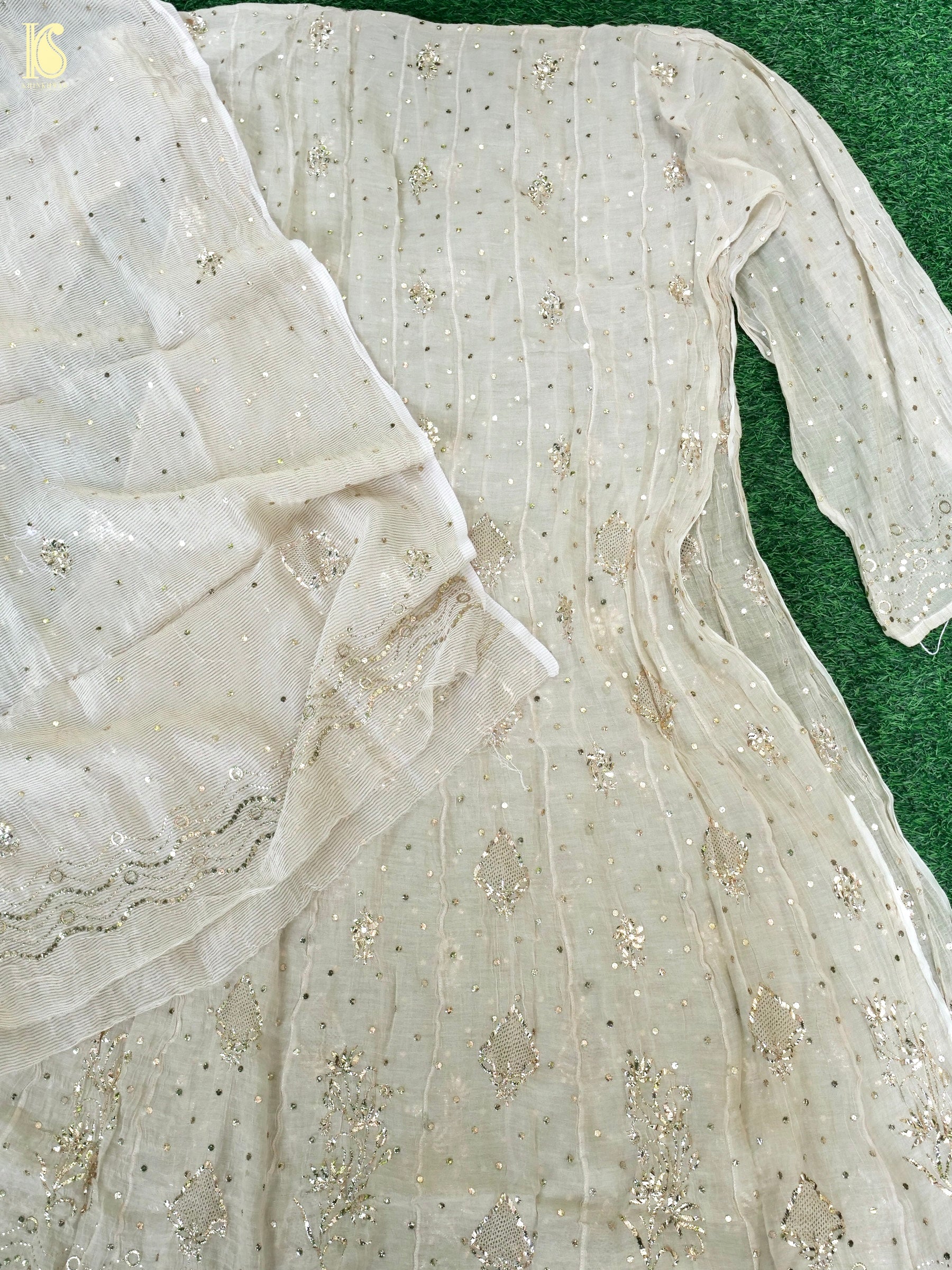Chikankari Pure Tissue Chanderi Silk Suit Set