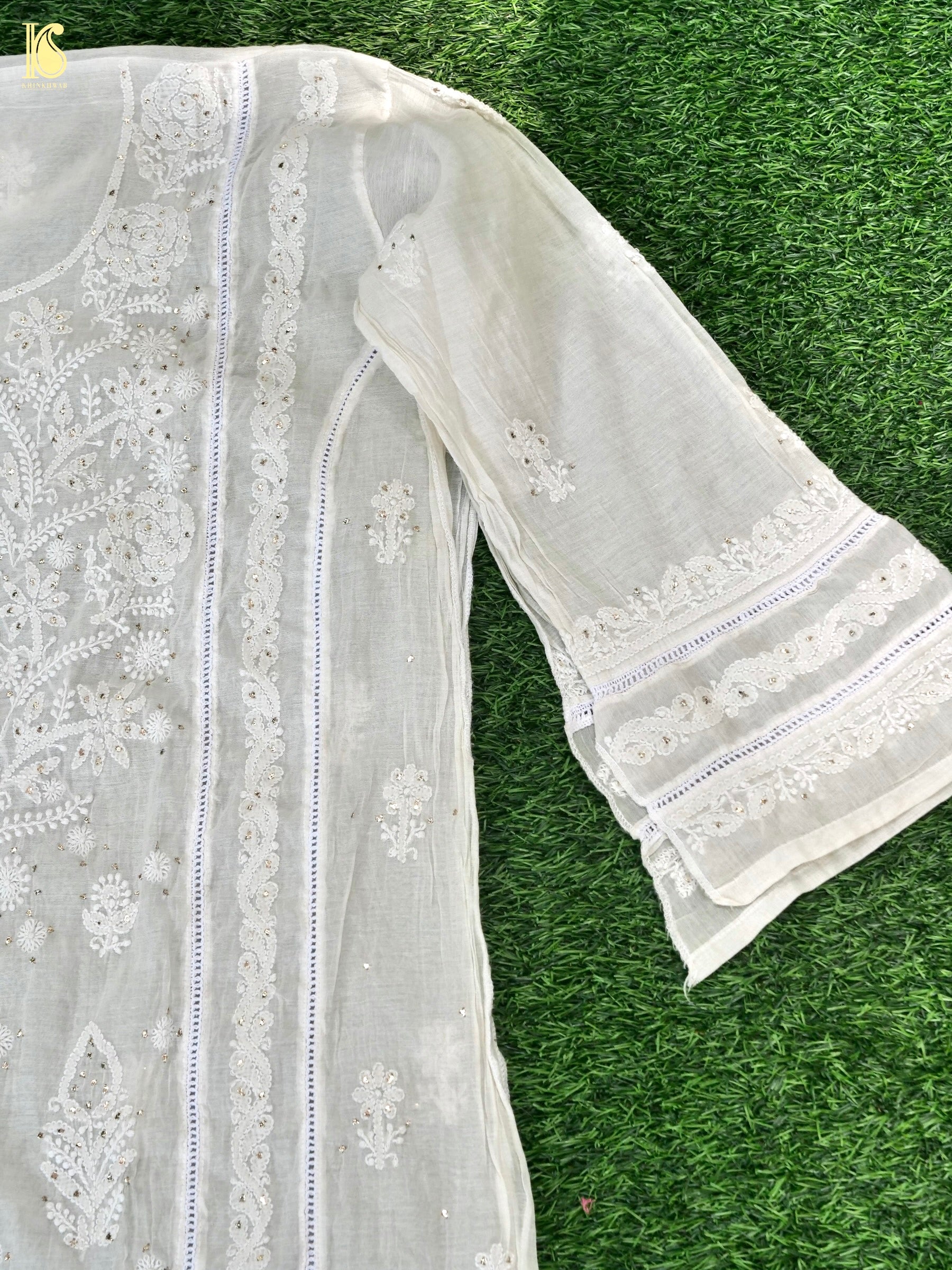 Chikankari Pure Chanderi Silk Suit Set