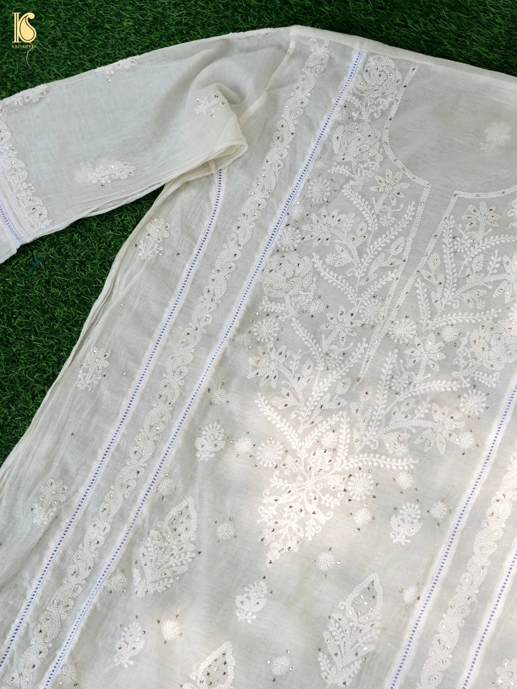 Chikankari Pure Chanderi Silk Suit Set