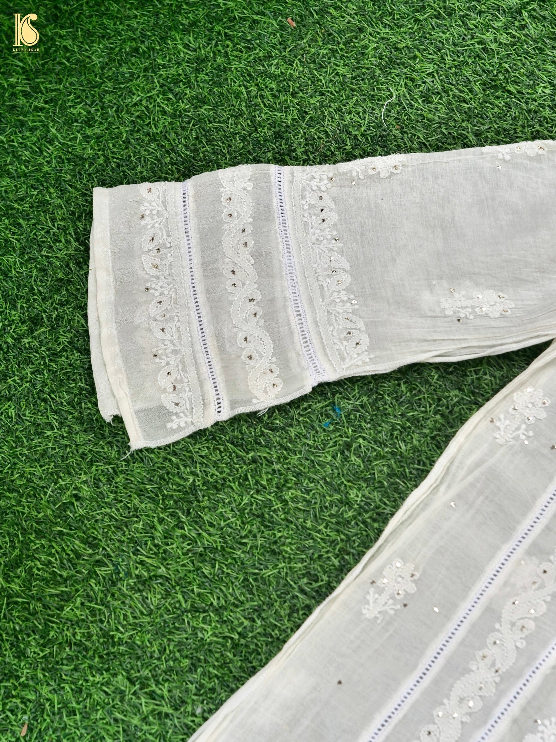 Chikankari Pure Chanderi Silk Suit Set