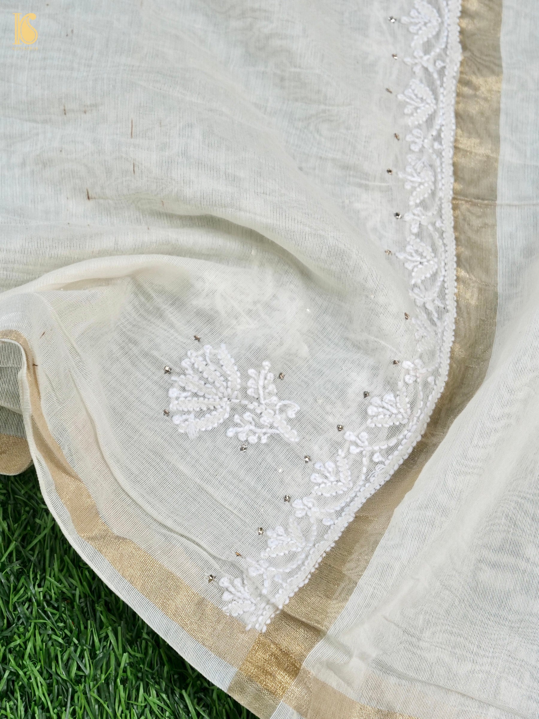 Chikankari Pure Chanderi Silk Suit Set
