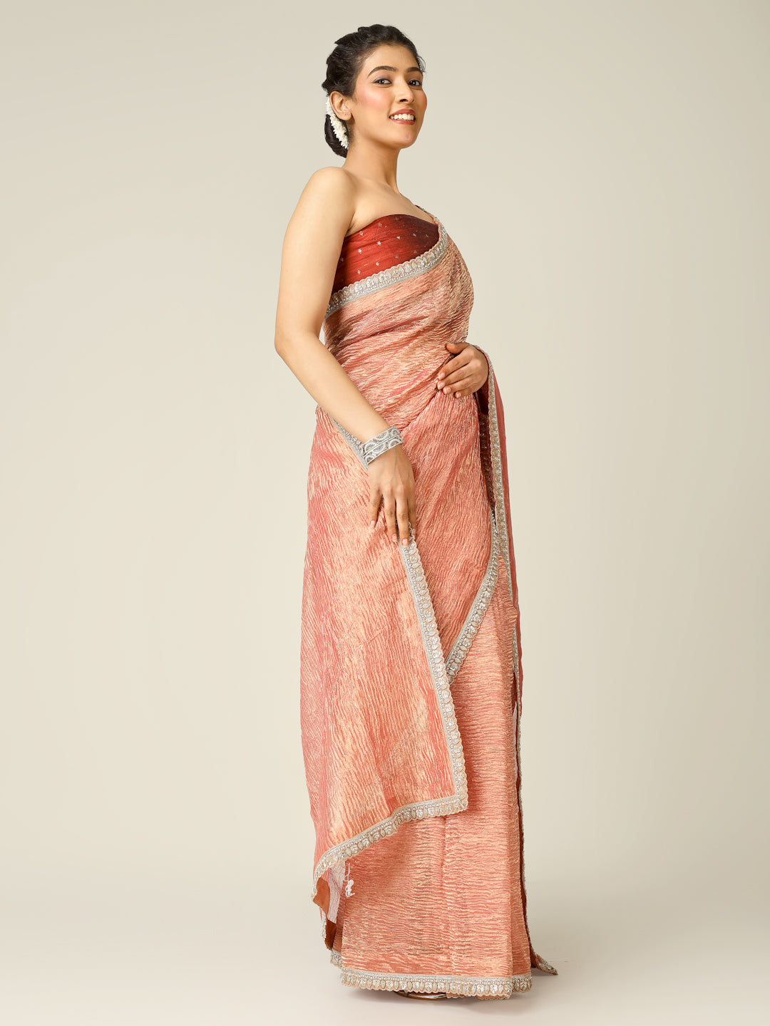 Banarasi Crush Tissue Silk Saree with Border - Khinkhwab