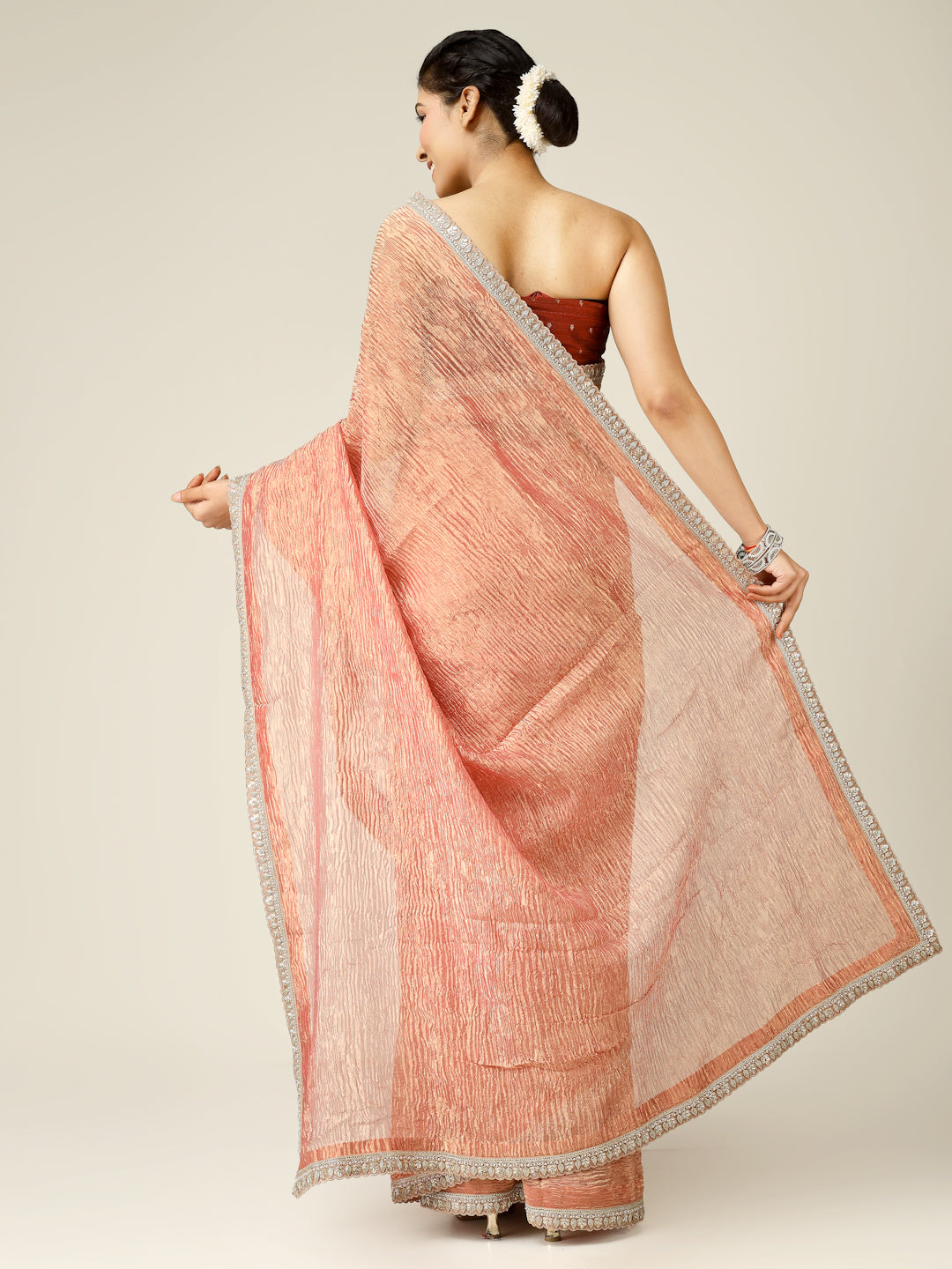 Banarasi Crush Tissue Silk Saree with Border - Khinkhwab