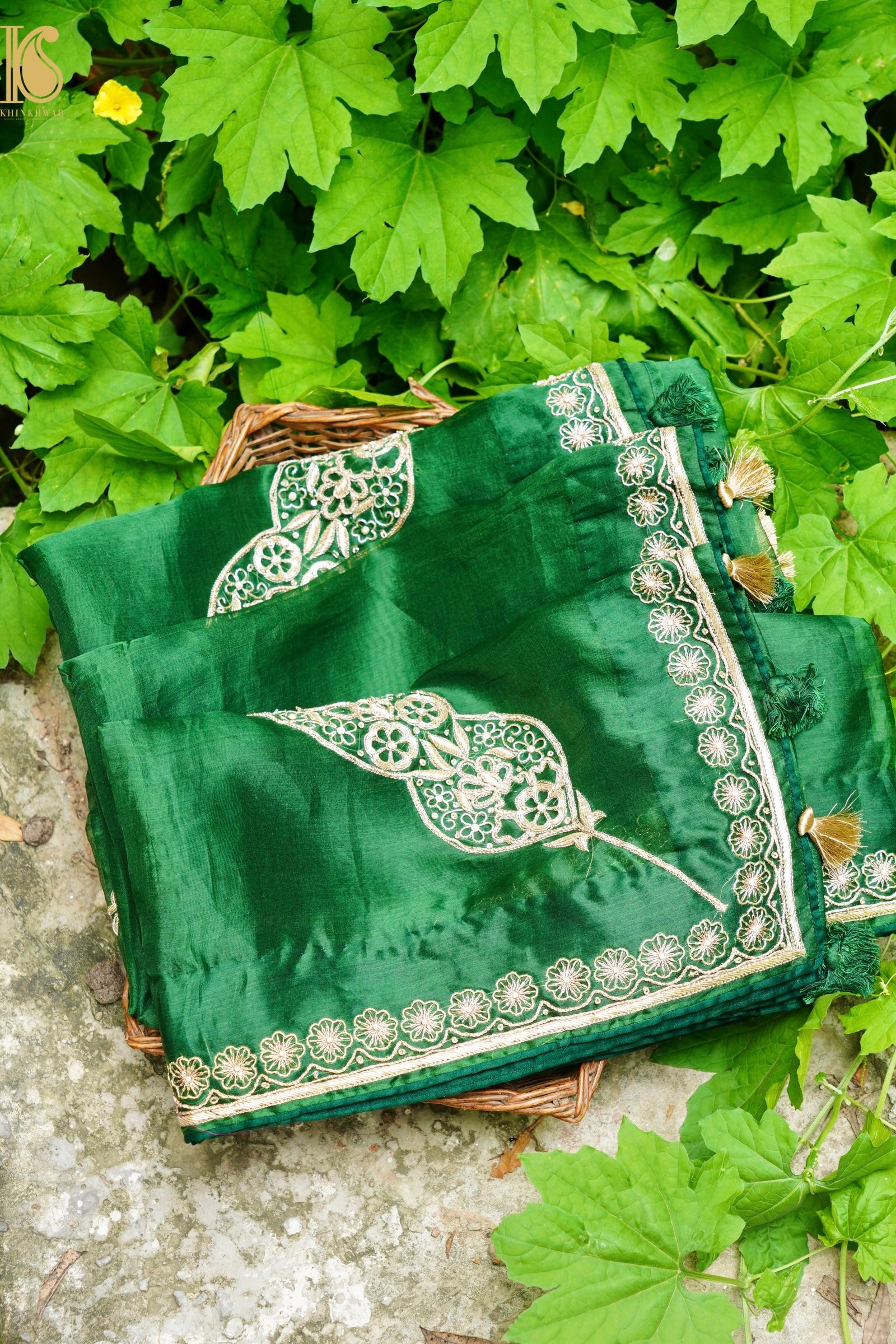 Handwoven Pure Georgette Organza Embroidery Saree