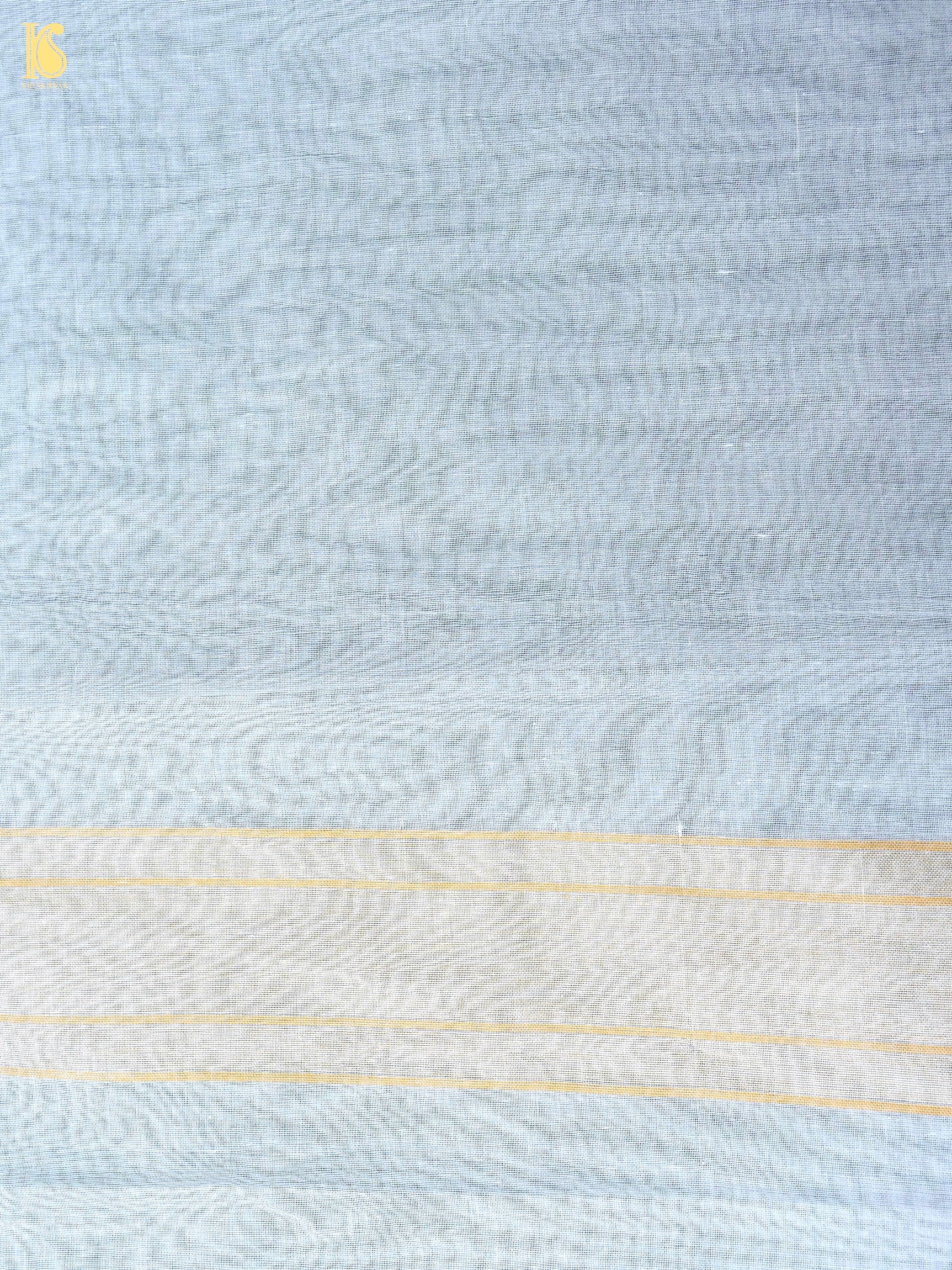 Handloom Banarasi Real Silver Zari Shwetambari Cotton Saree