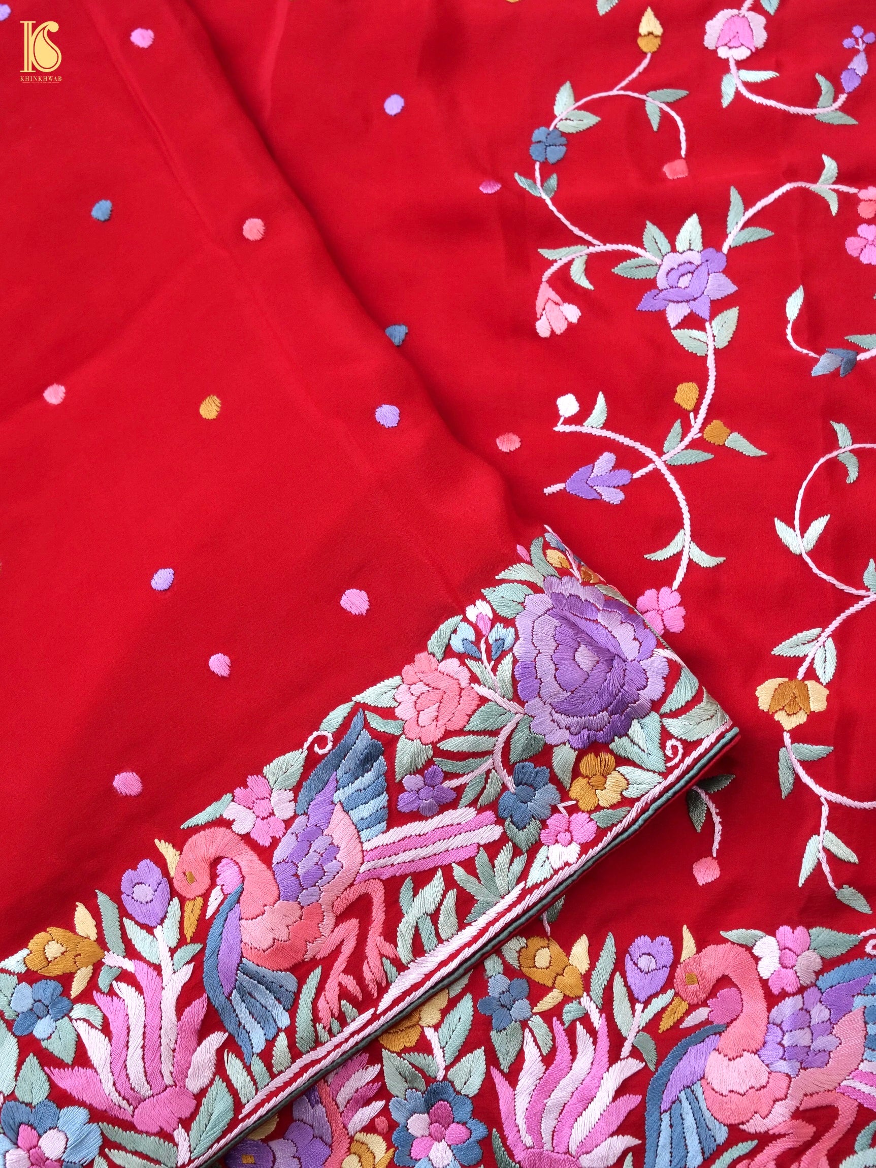 Parsi Gara Pure Crepe Saree