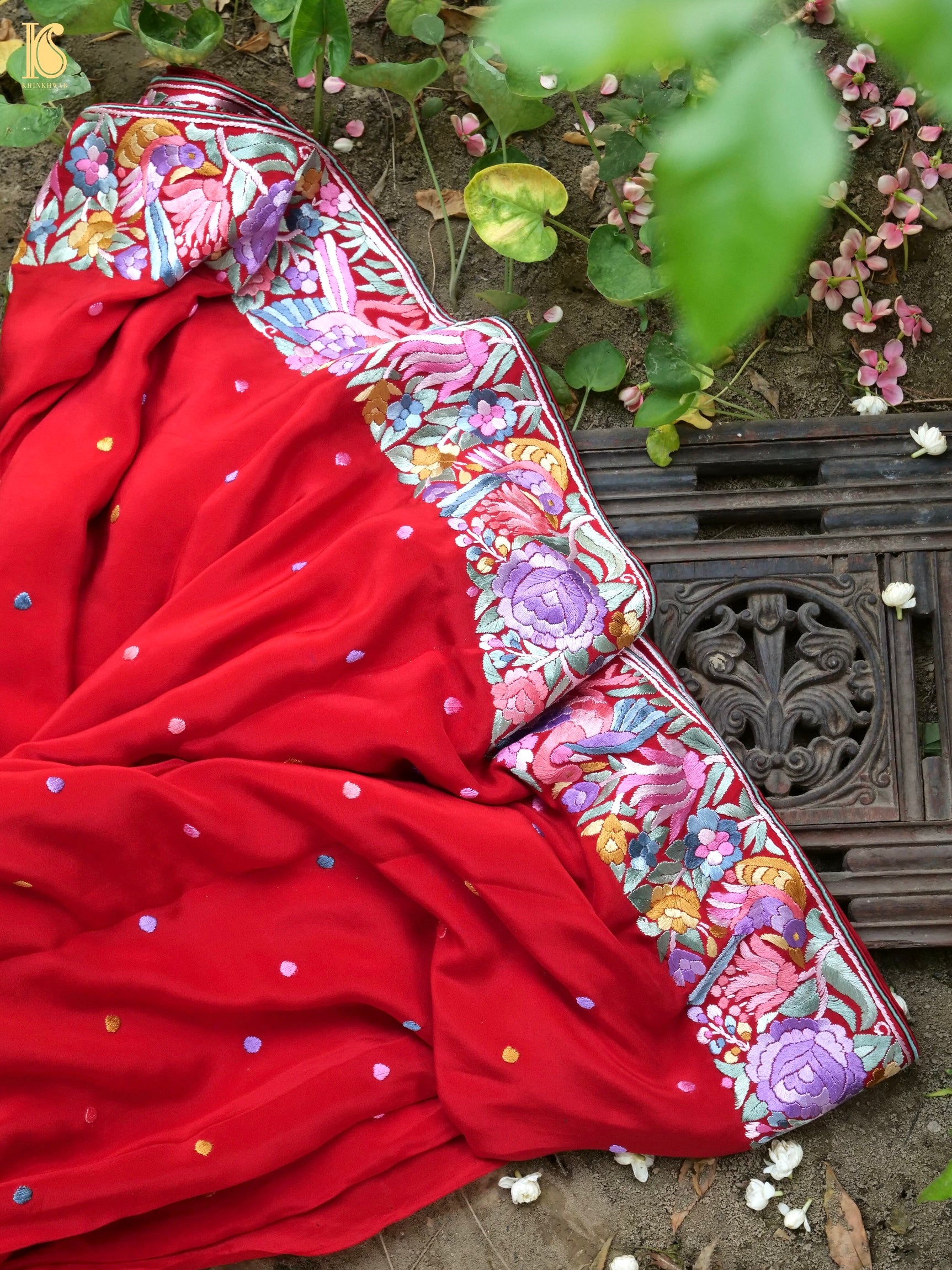 Parsi Gara Pure Crepe Saree