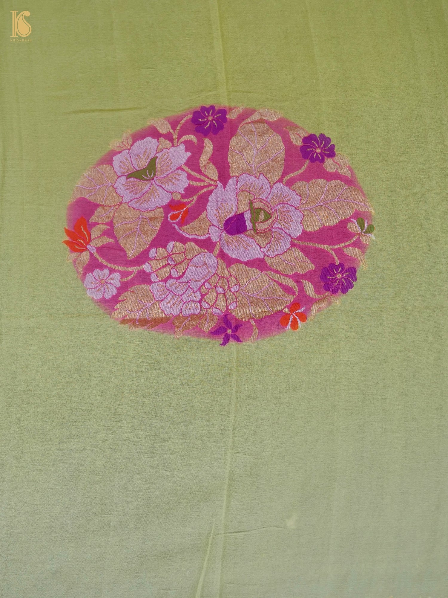 Handwoven Banarasi Georgette Dupatta with Floral Meenakari