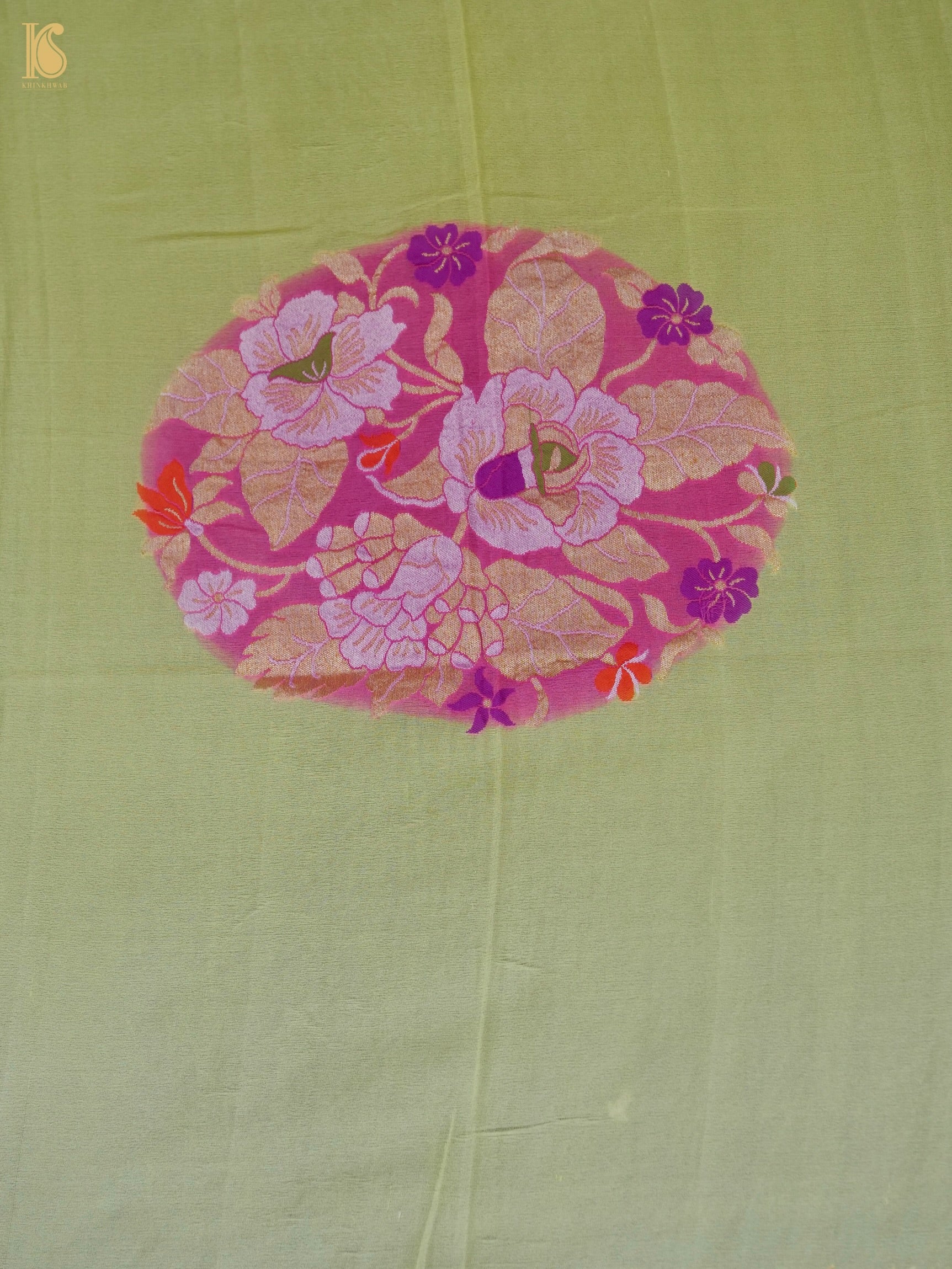 Handwoven Banarasi Georgette Dupatta with Floral Meenakari