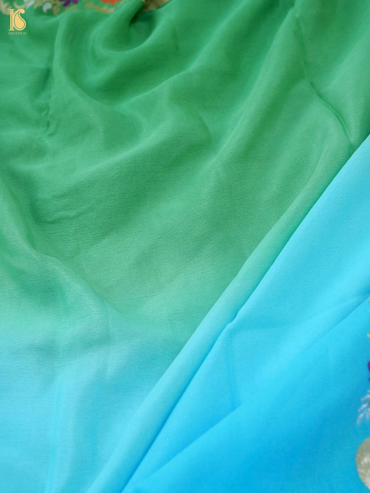 Handwoven Banarasi Georgette Dupatta with Floral Meenakari