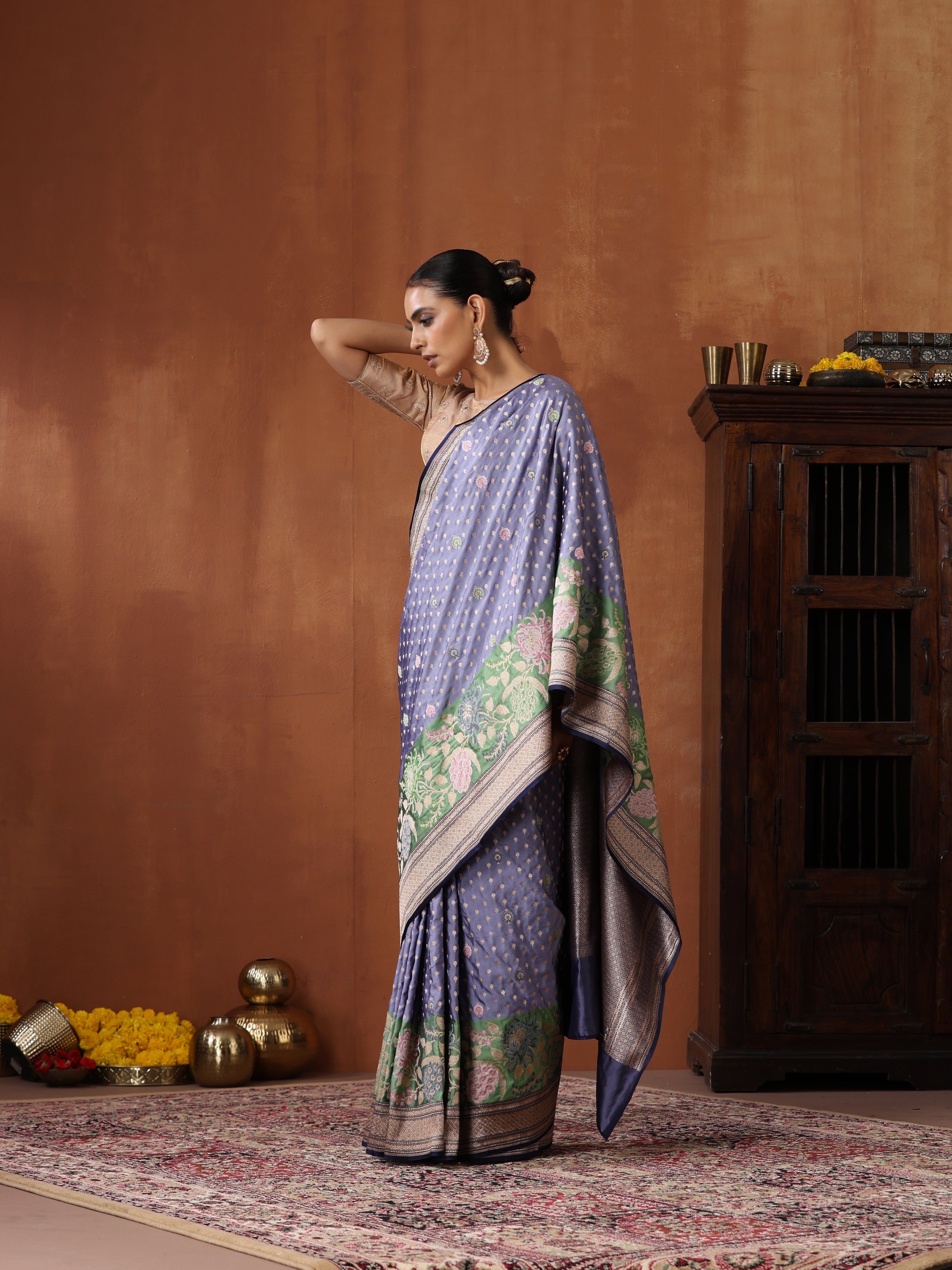 Kora saree with allover lines designa fashion