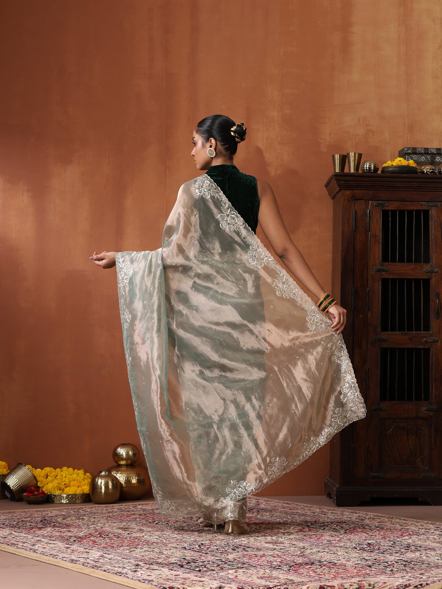 Tissue Silk Handwoven Banarasi Saree with Embriodery