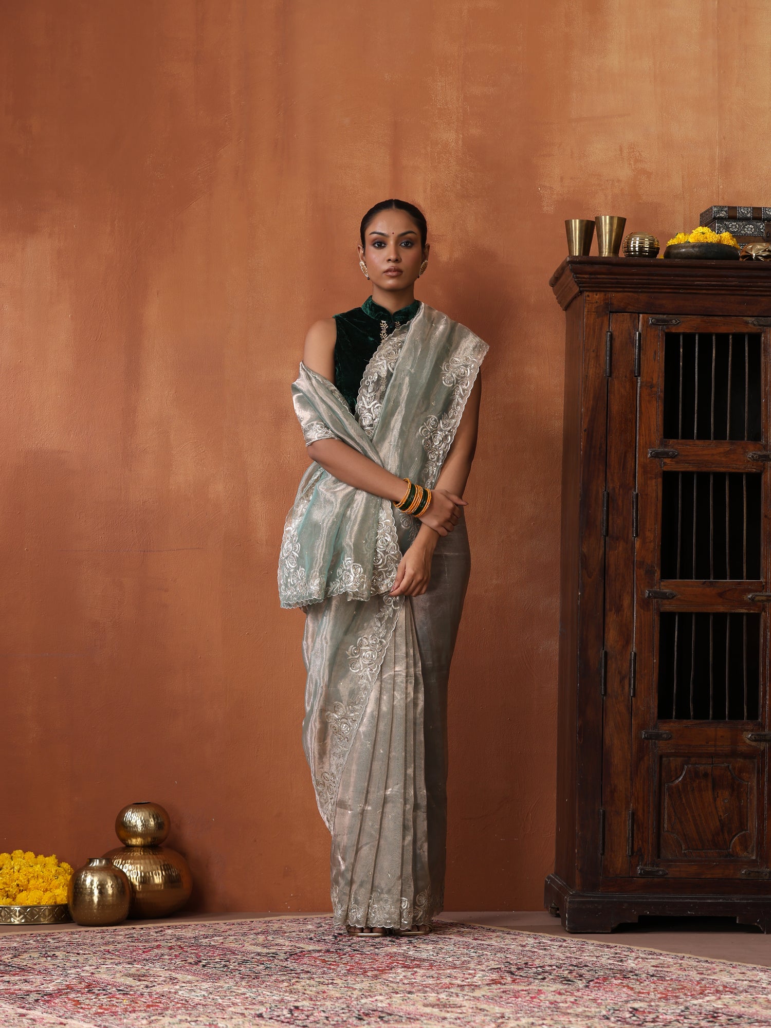 Tissue Silk Handwoven Banarasi Saree with Embriodery