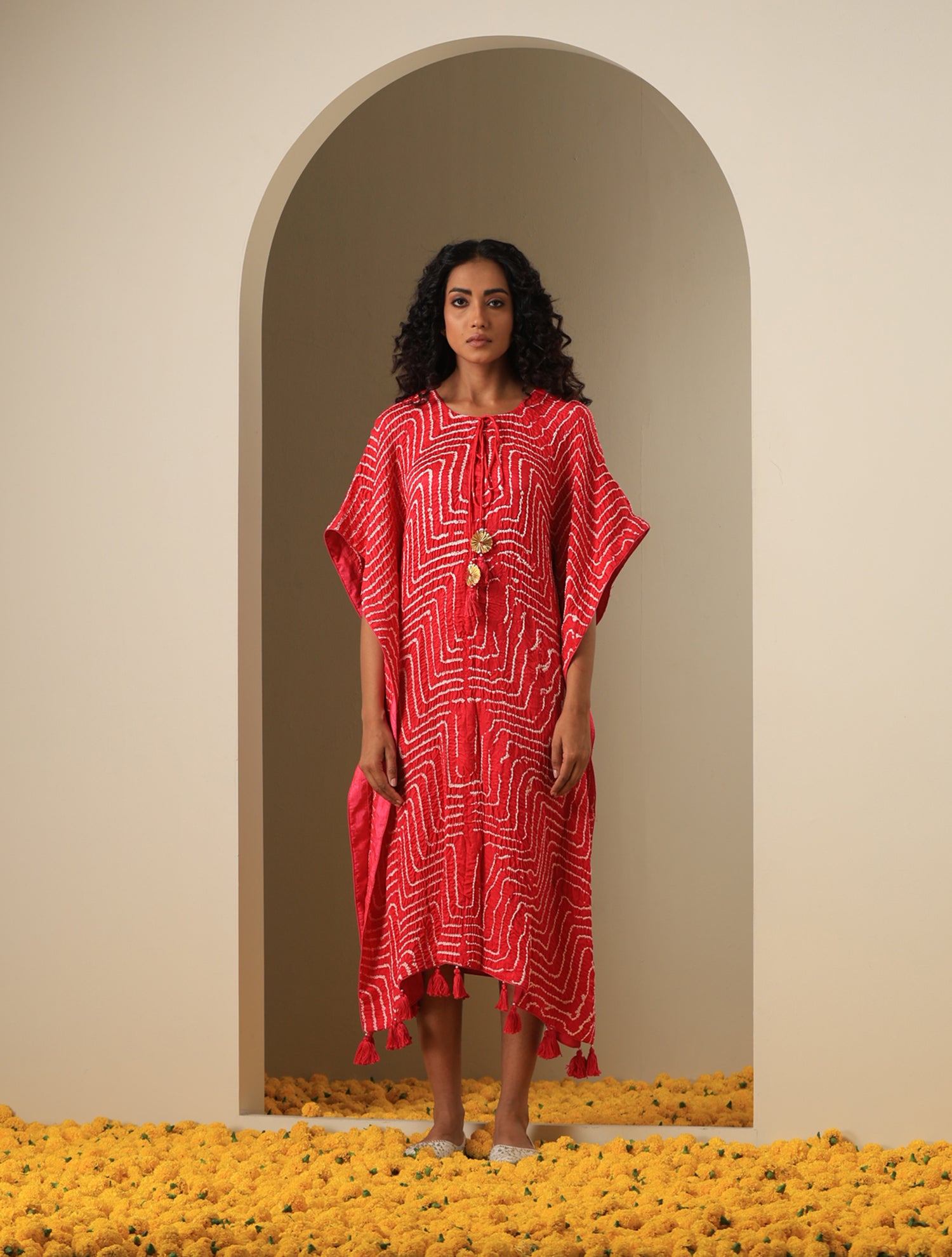 Pure Gajji Silk Bandhani Stitched Kaftan