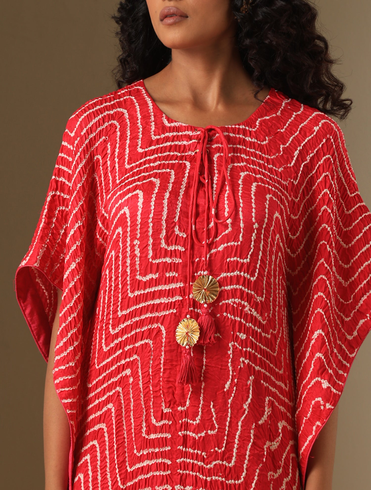 Pure Gajji Silk Bandhani Stitched Kaftan