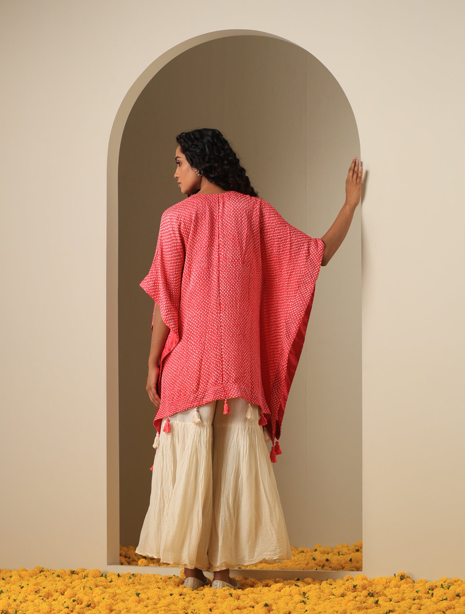 Pure Gajji Silk Bandhani Stitched Kaftan Top