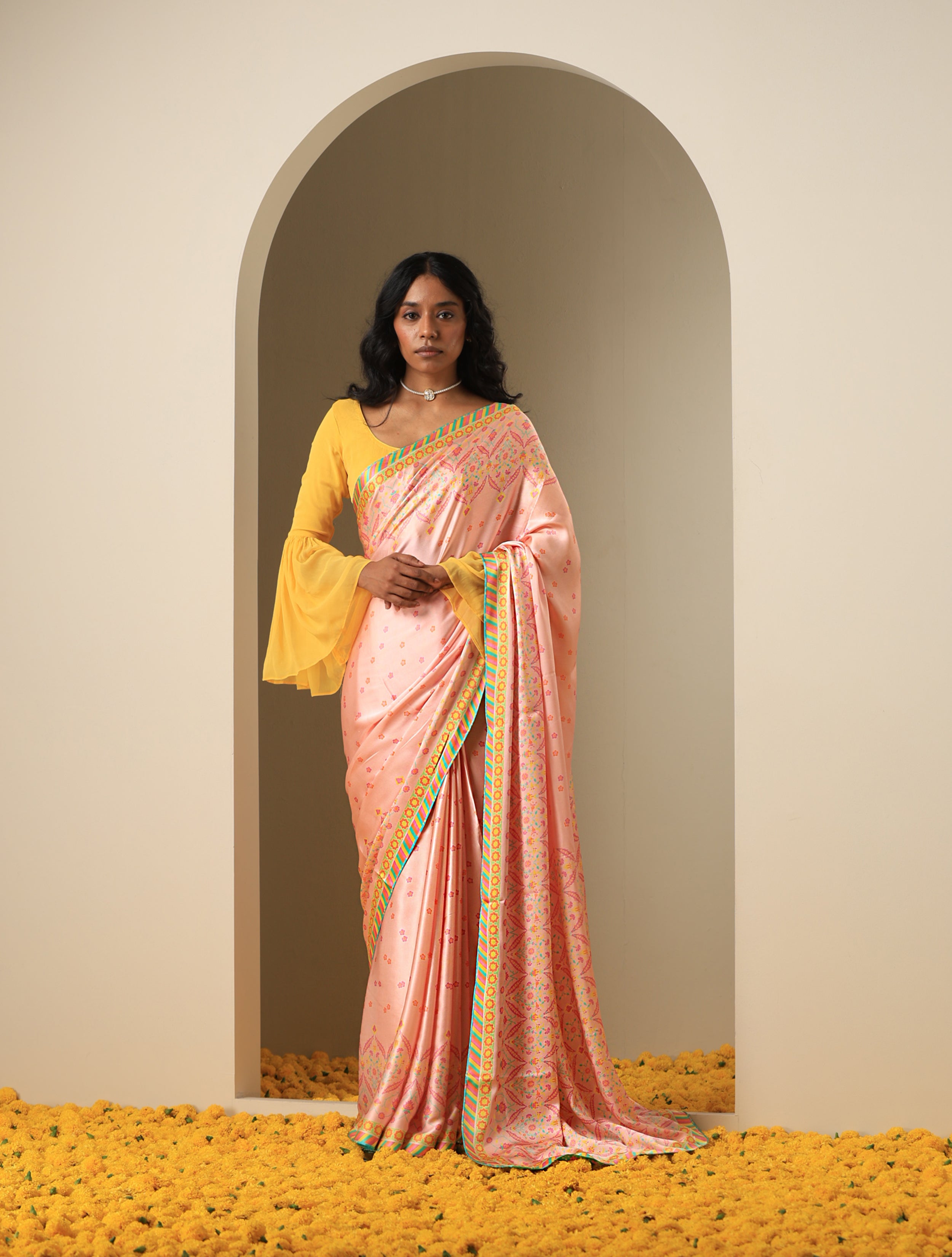 Sateen Silk Turkish Print Nergis Saree